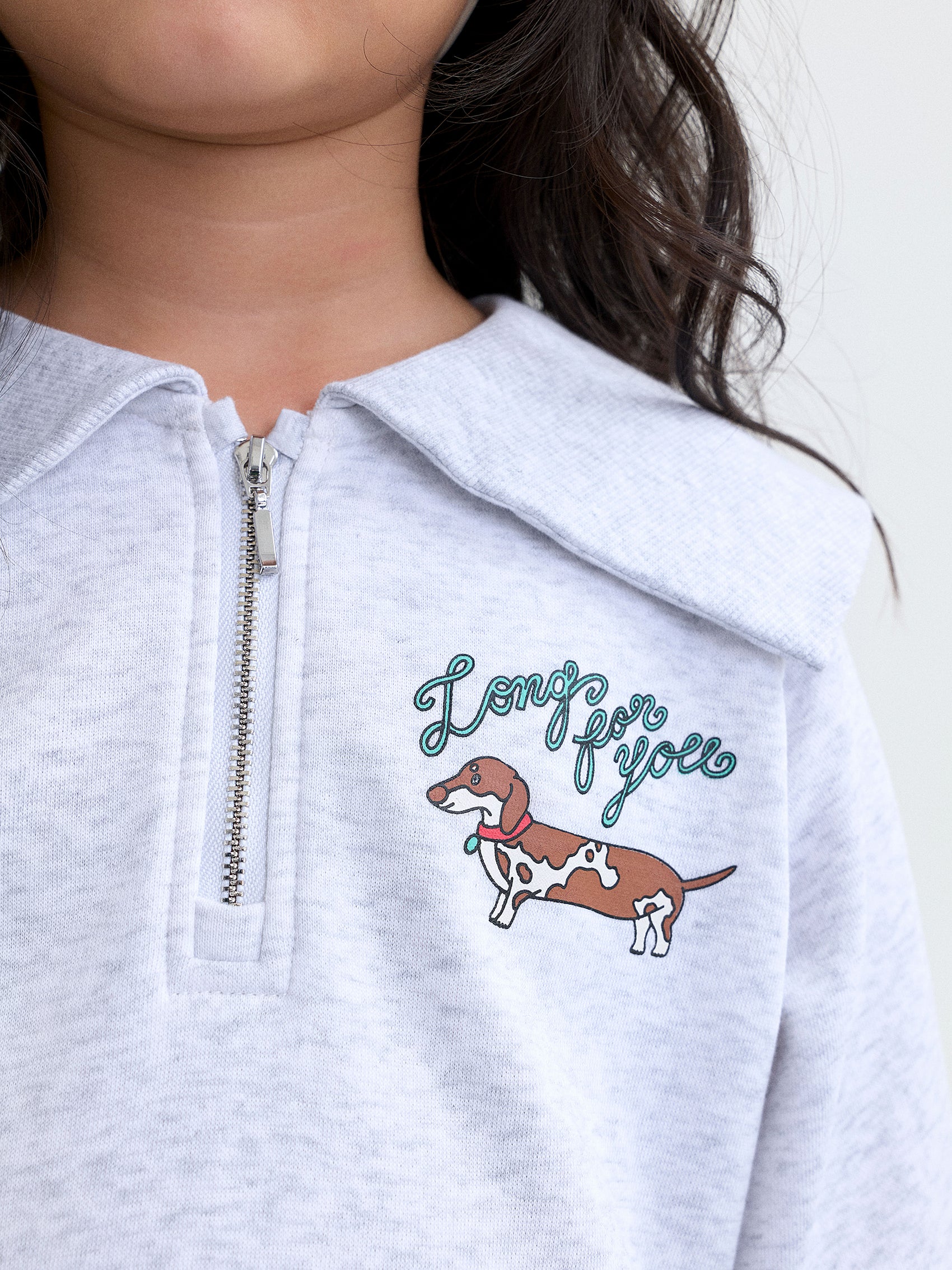 AIIZ Girl's Petite Cafe Collor Sweatshirt