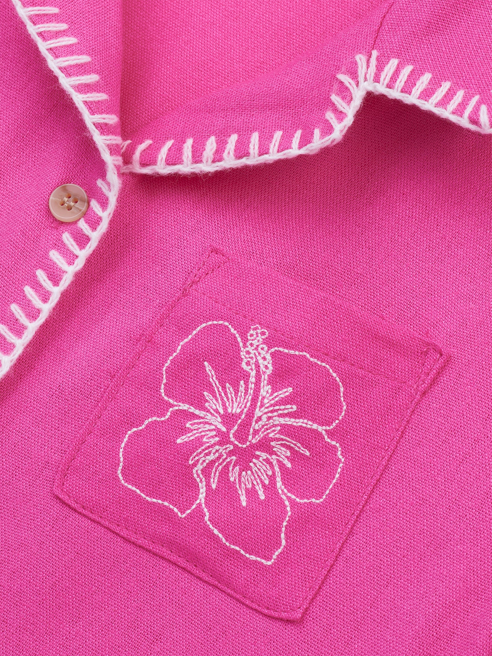 AIIZ Girl's Embroidered Camp Collar Shirt