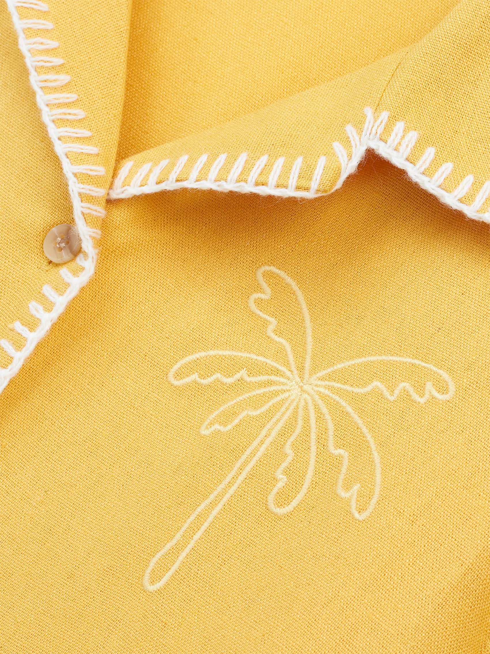 AIIZ Girl's Embroidered Camp Collar Shirt