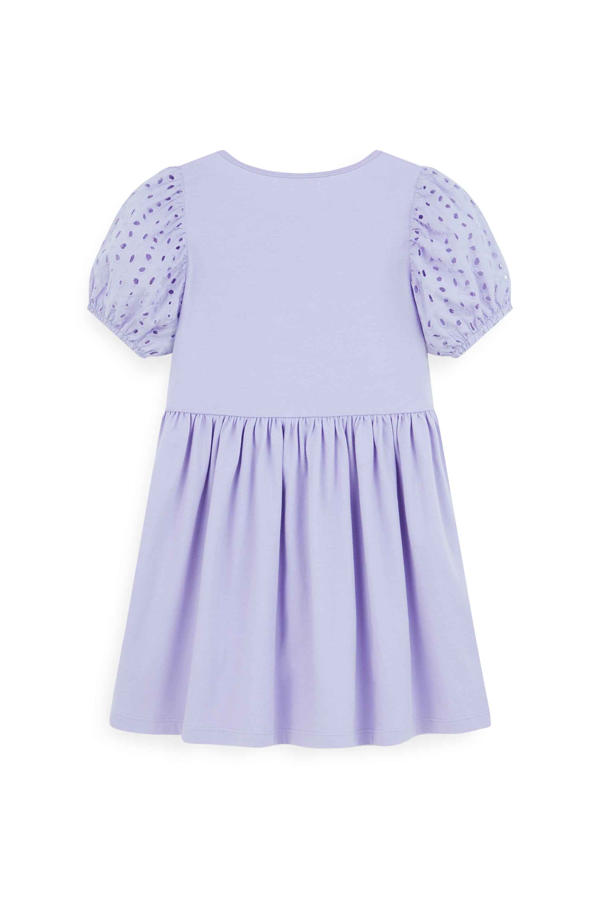 AIIZ Girl's Embroidered Puff Sleeve A-Line Dress