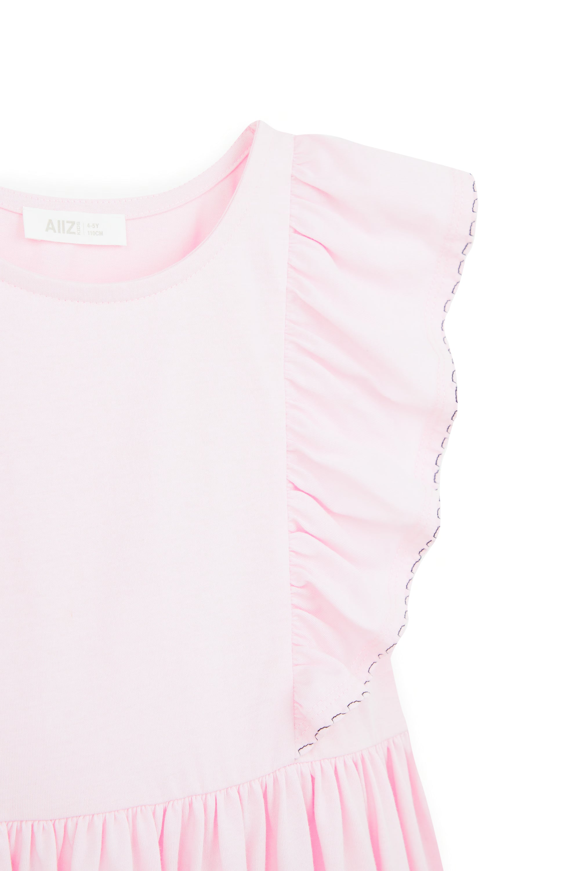 AIIZ Girl's Ruffled Topstitched Dress