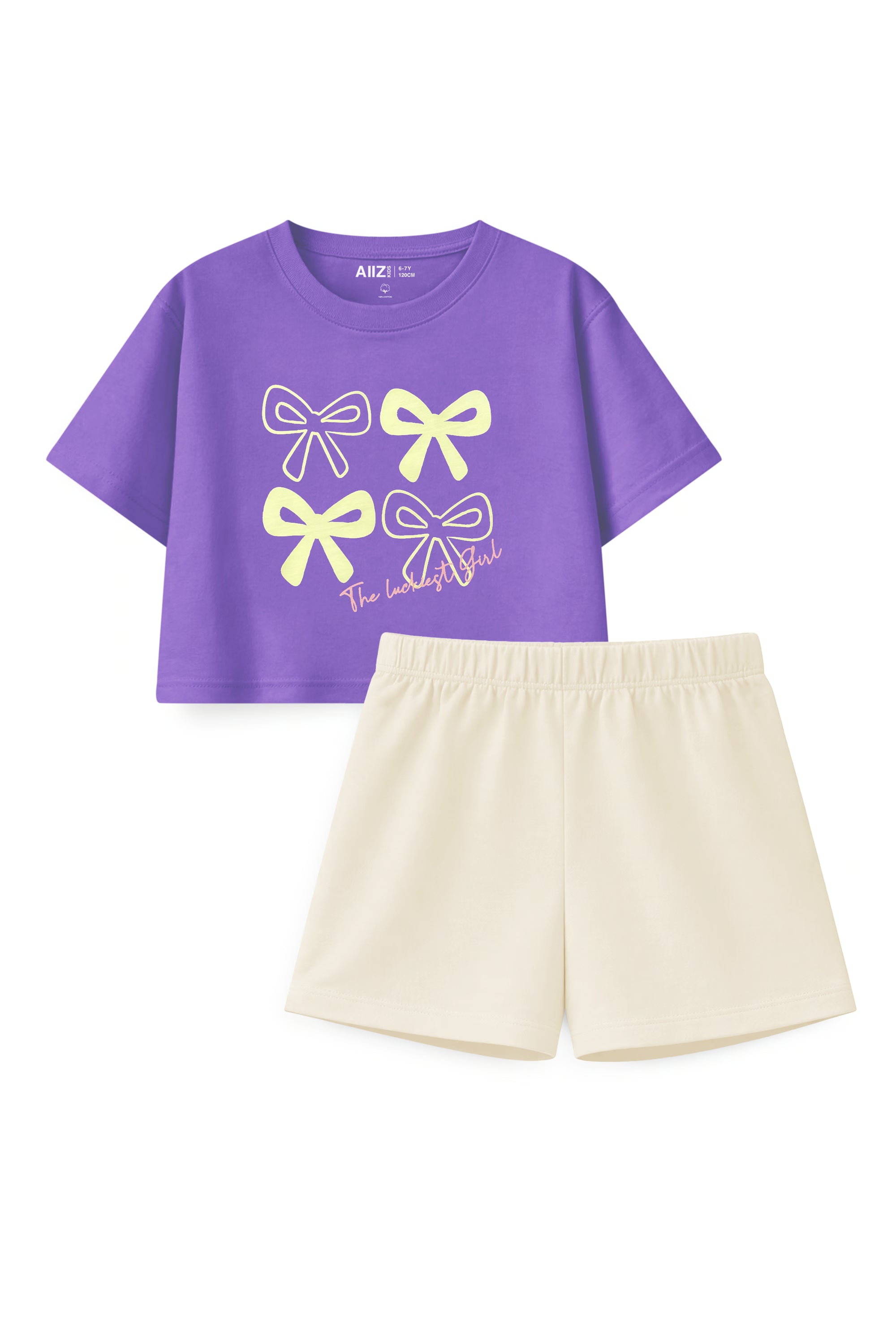 AIIZ Girl's 2-Piece T-Shirt and Shorts Set