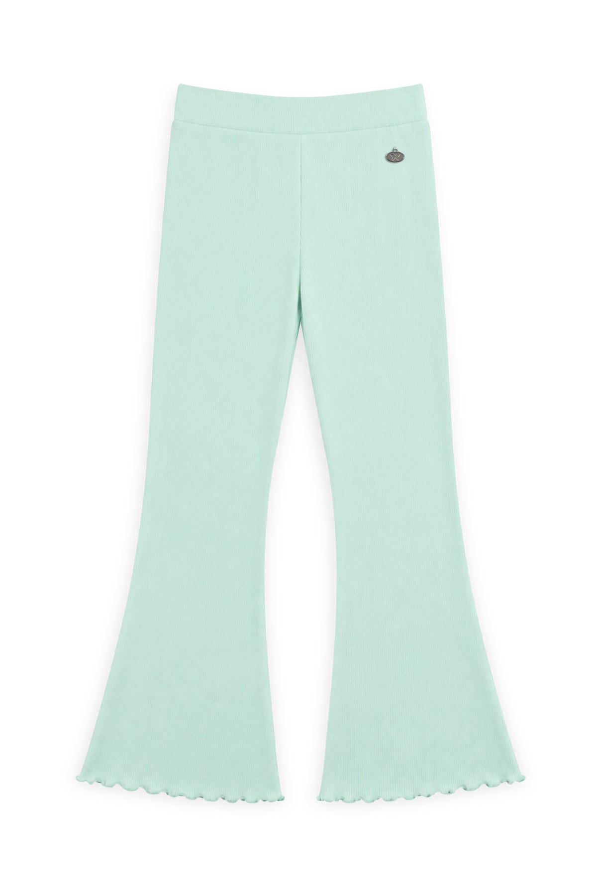 AIIZ Girl’s Ribbed Flared Leggings (Light Green / 3-4Y)