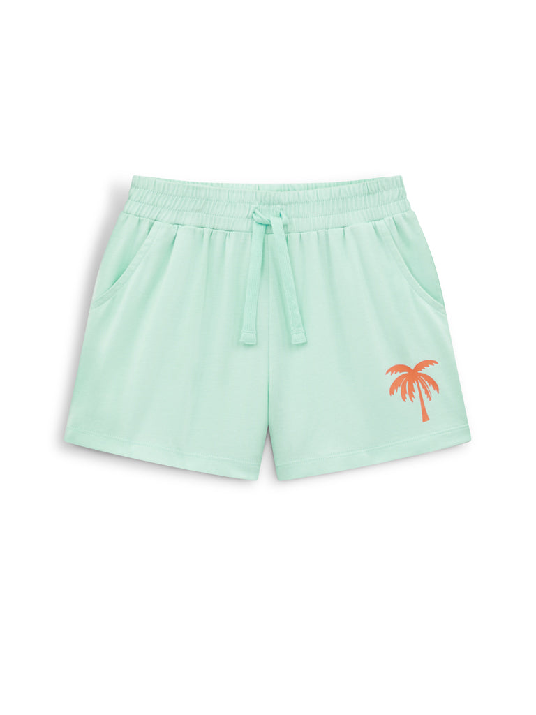 Girl's Graphic Jersey Shorts (Light Green / 4-5Y)
