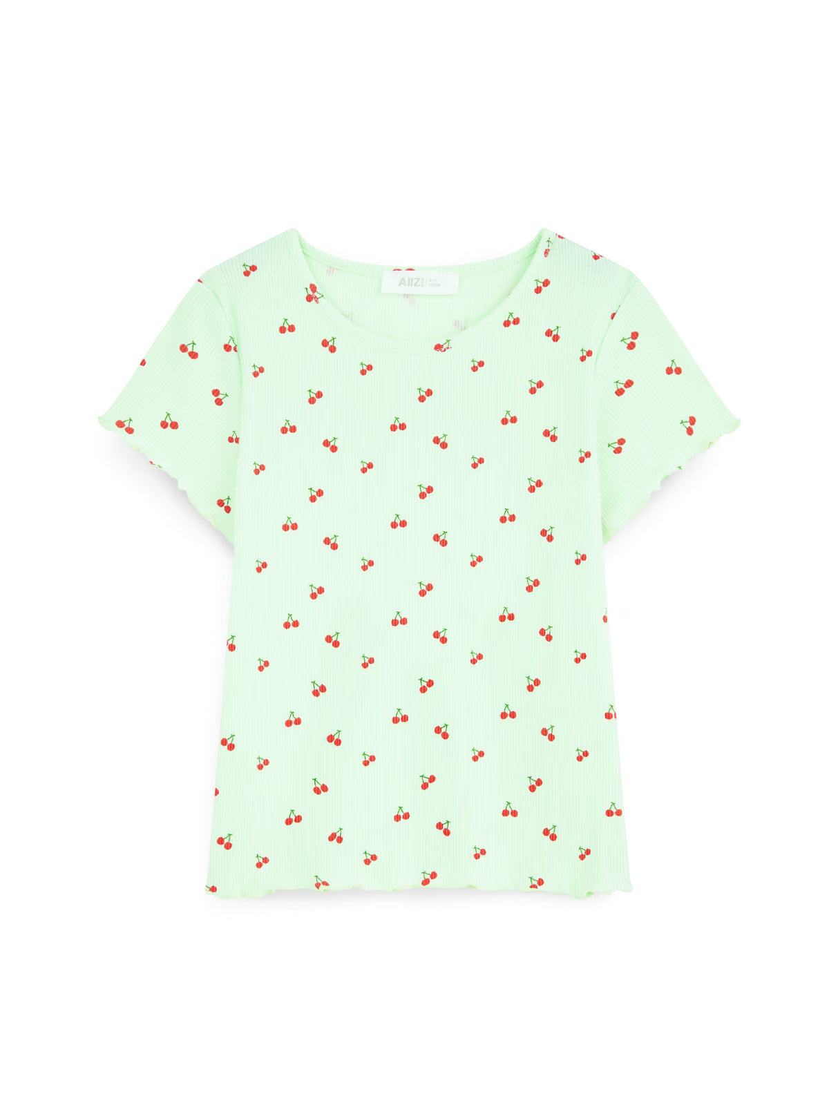 AIIZ Girl's Printed Ribbed T-Shirt