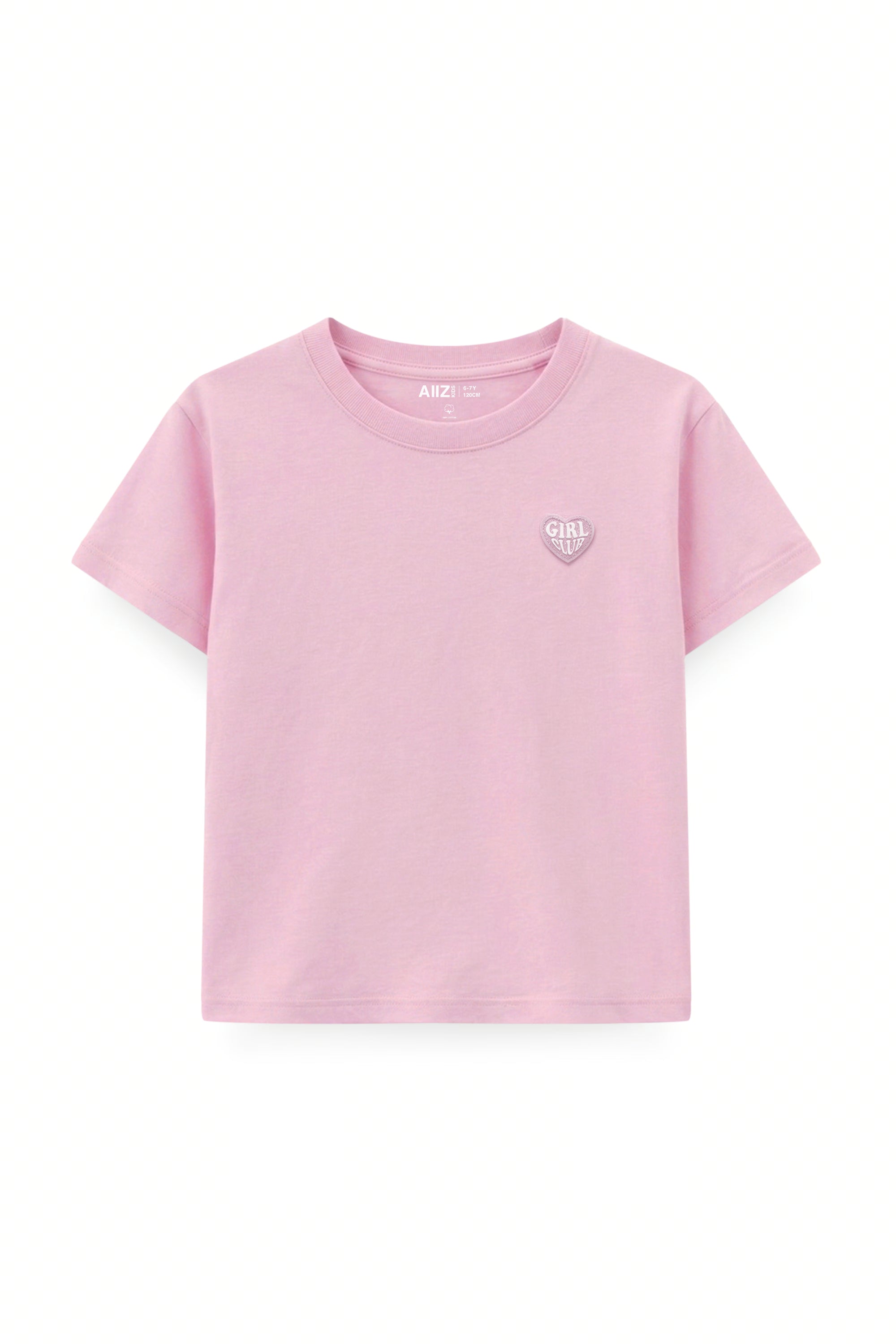 AIIZ Girl's Loose fit T-Shirt (Light Pink / 4-5Y)