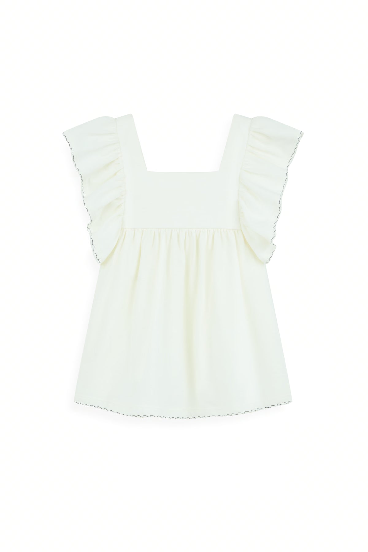 AIIZ Girl's Ruffled Topstitched T-Shirt