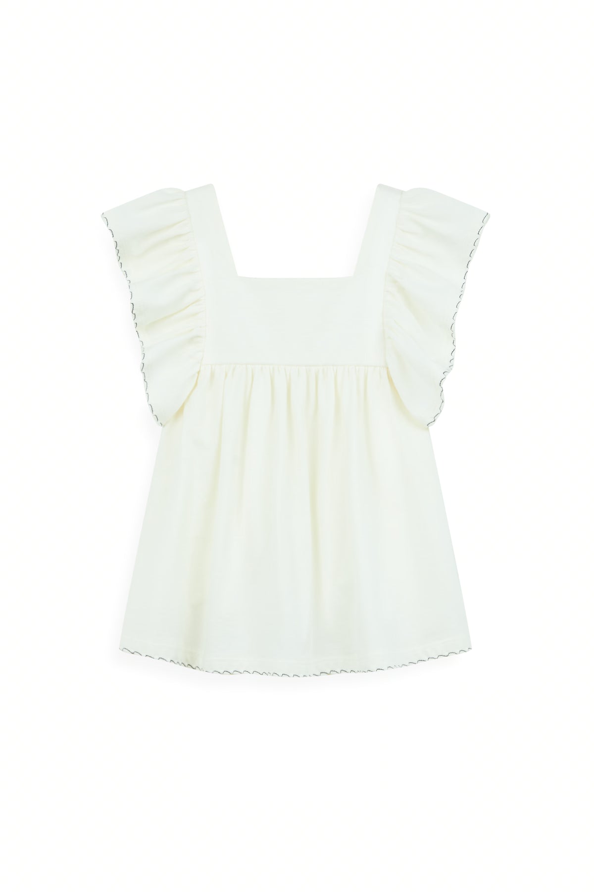 AIIZ Girl's Ruffled Topstitched T-Shirt
