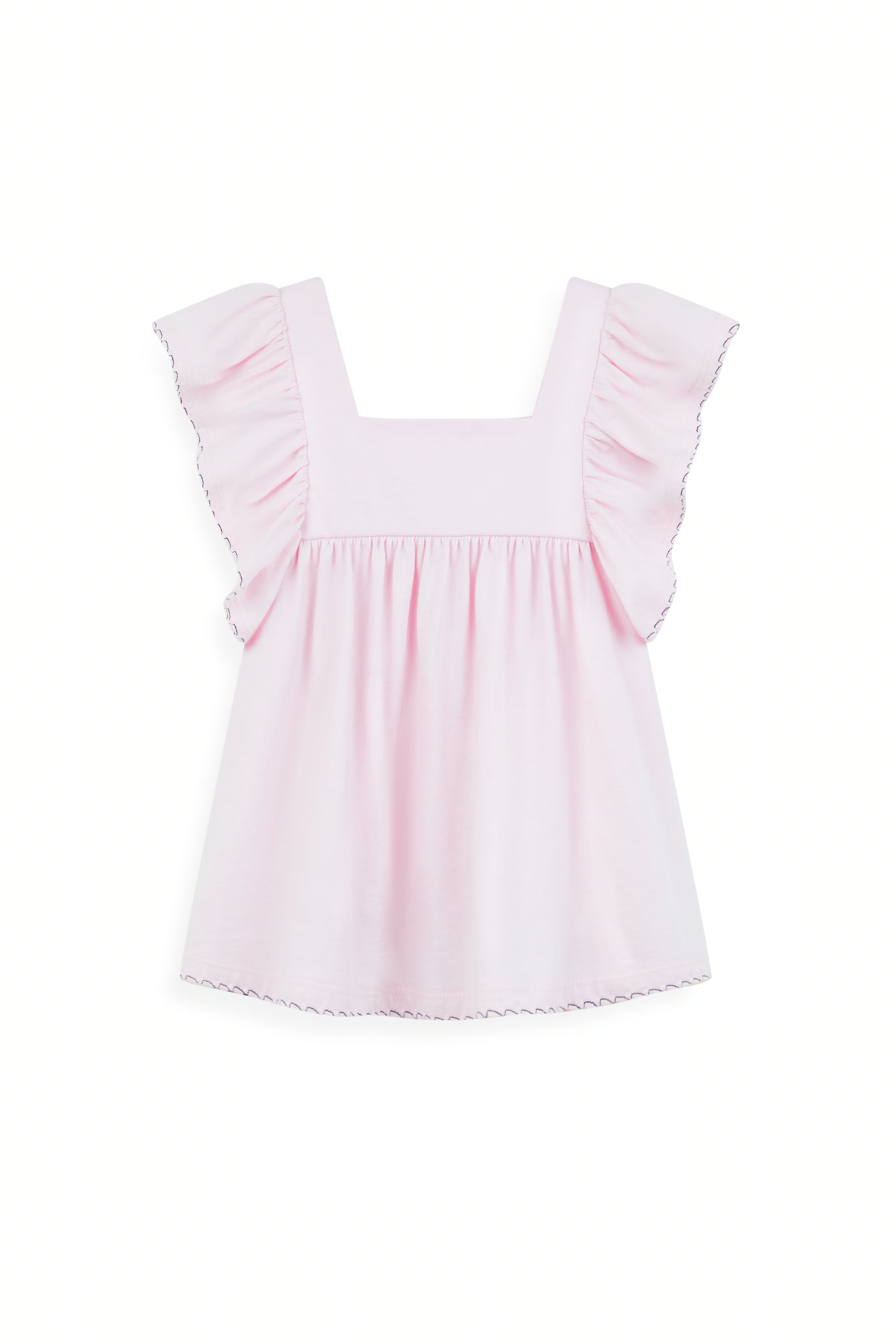 AIIZ Girl's Ruffled Topstitched T-Shirt