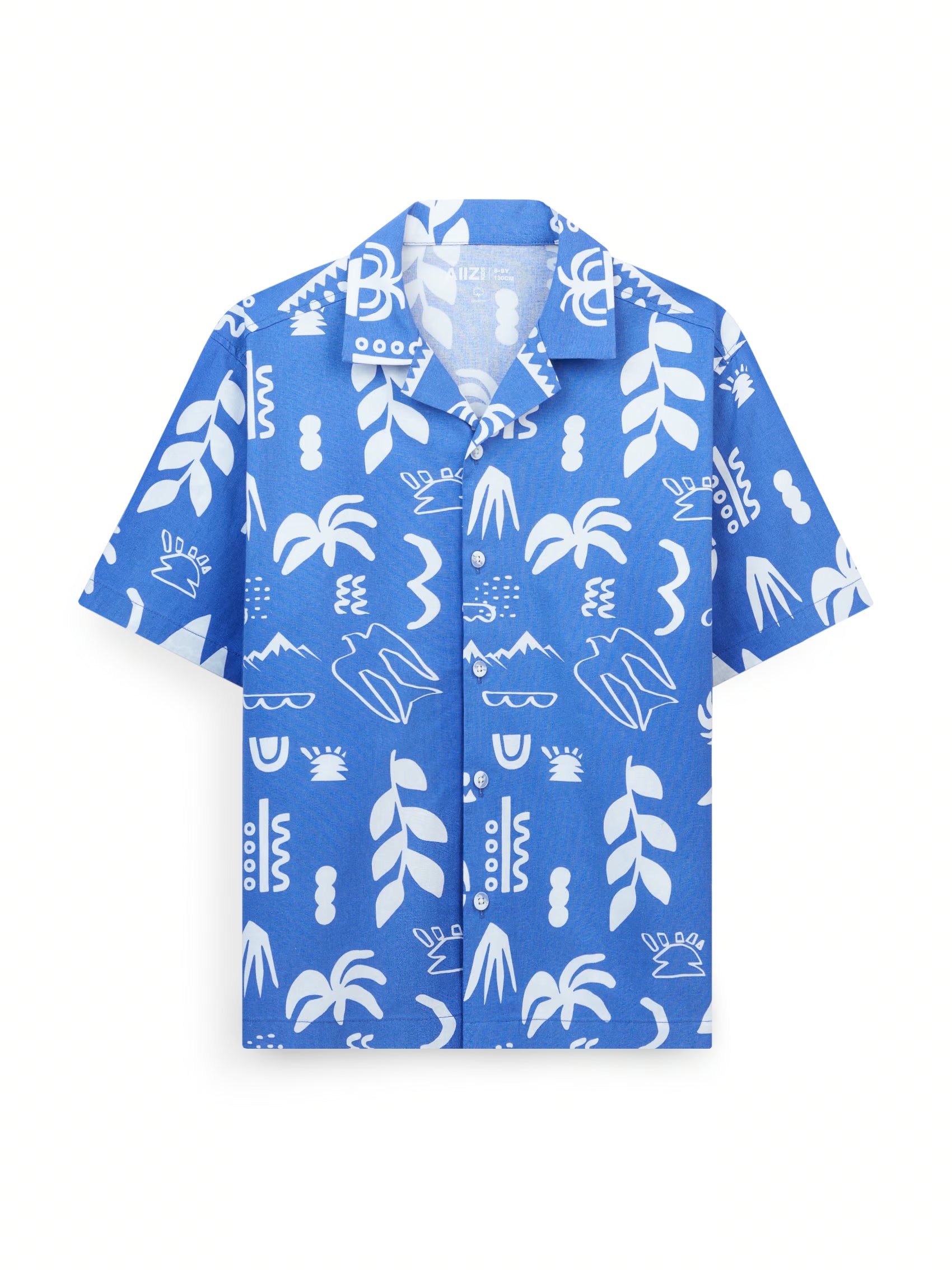 AIIZ Boy’s Printed Short Sleeve Shirt (Blue / 4-5Y)