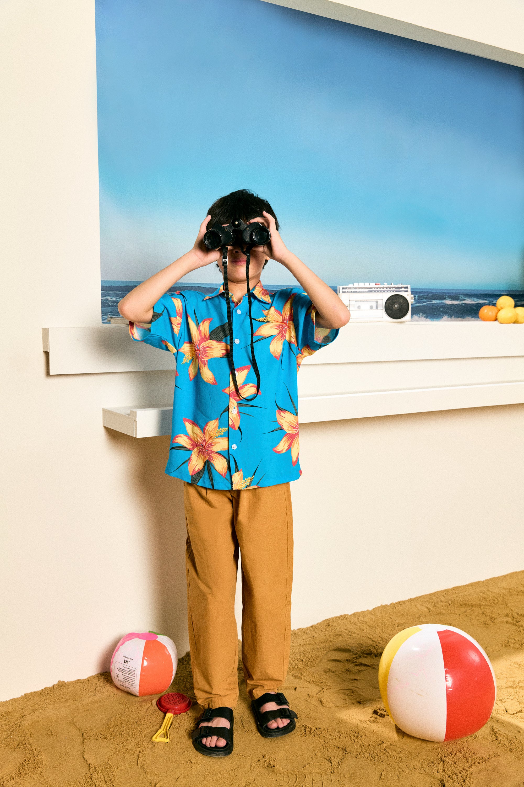 AIIZ Kids’ Summer Floral Short-Sleeve Shirt – 100% Rayon