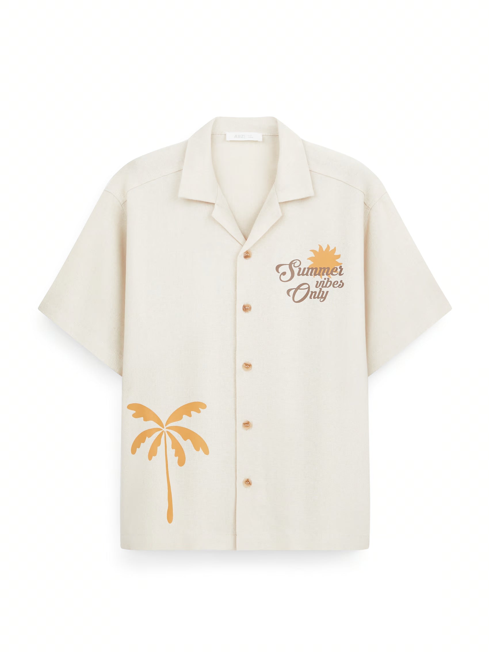 AIIZ Boy's Printed Camp Collar Shirt