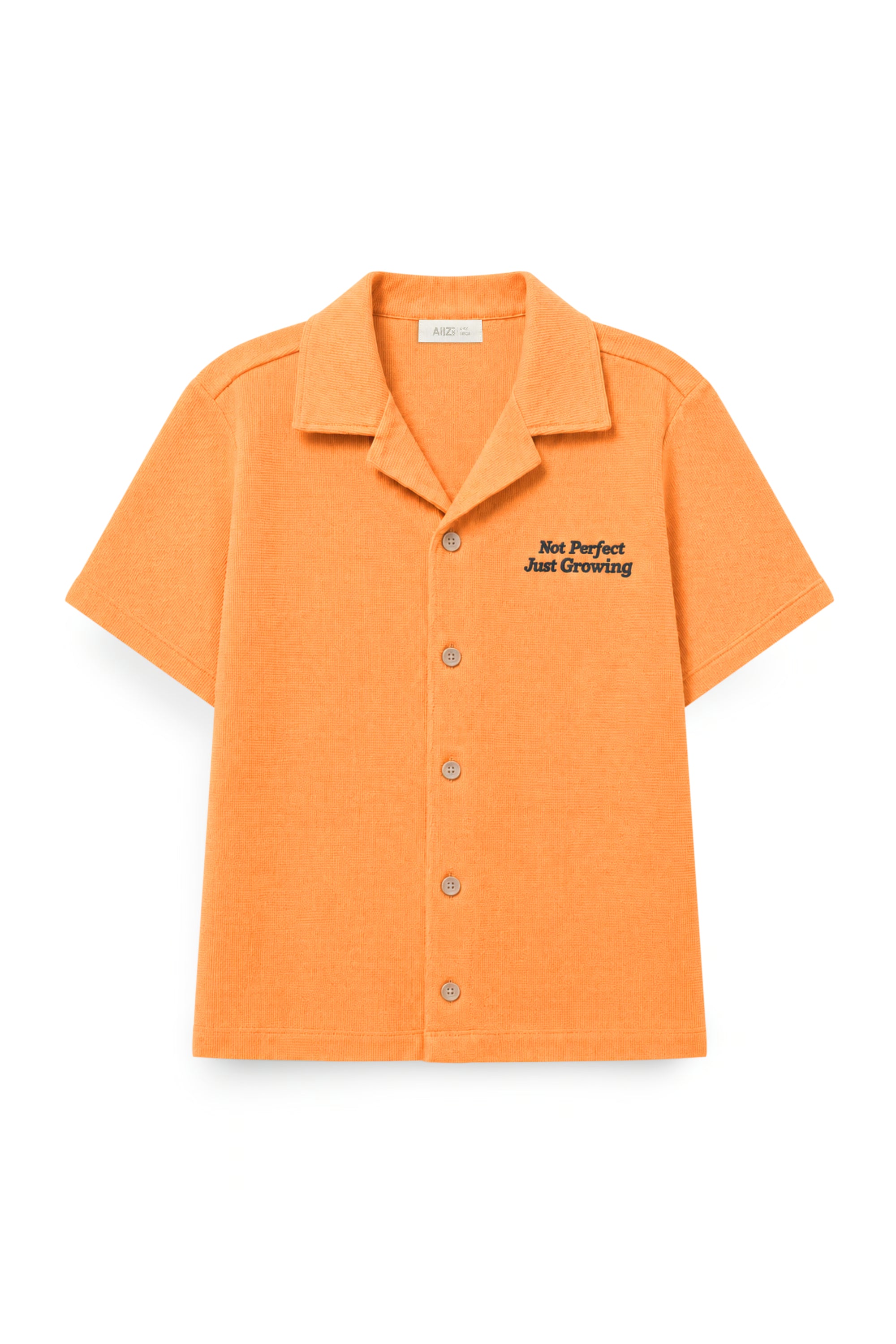 AIIZ Boy's Camp Collar Oversize Shirt (Orange / 4-5Y)