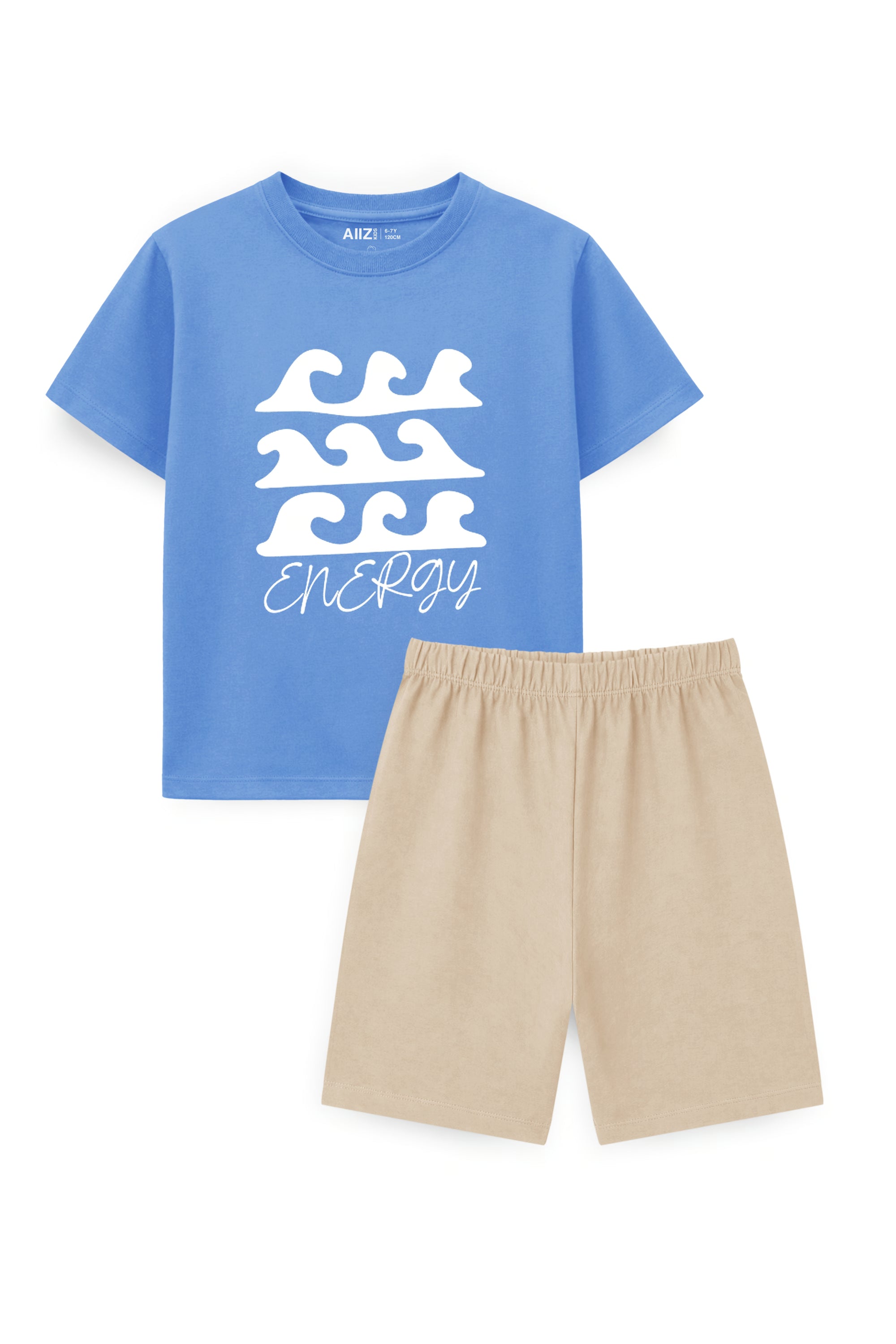AIIZ Boy's 2-Piece T-Shirt and Shorts Set (Blue / 3-4Y)