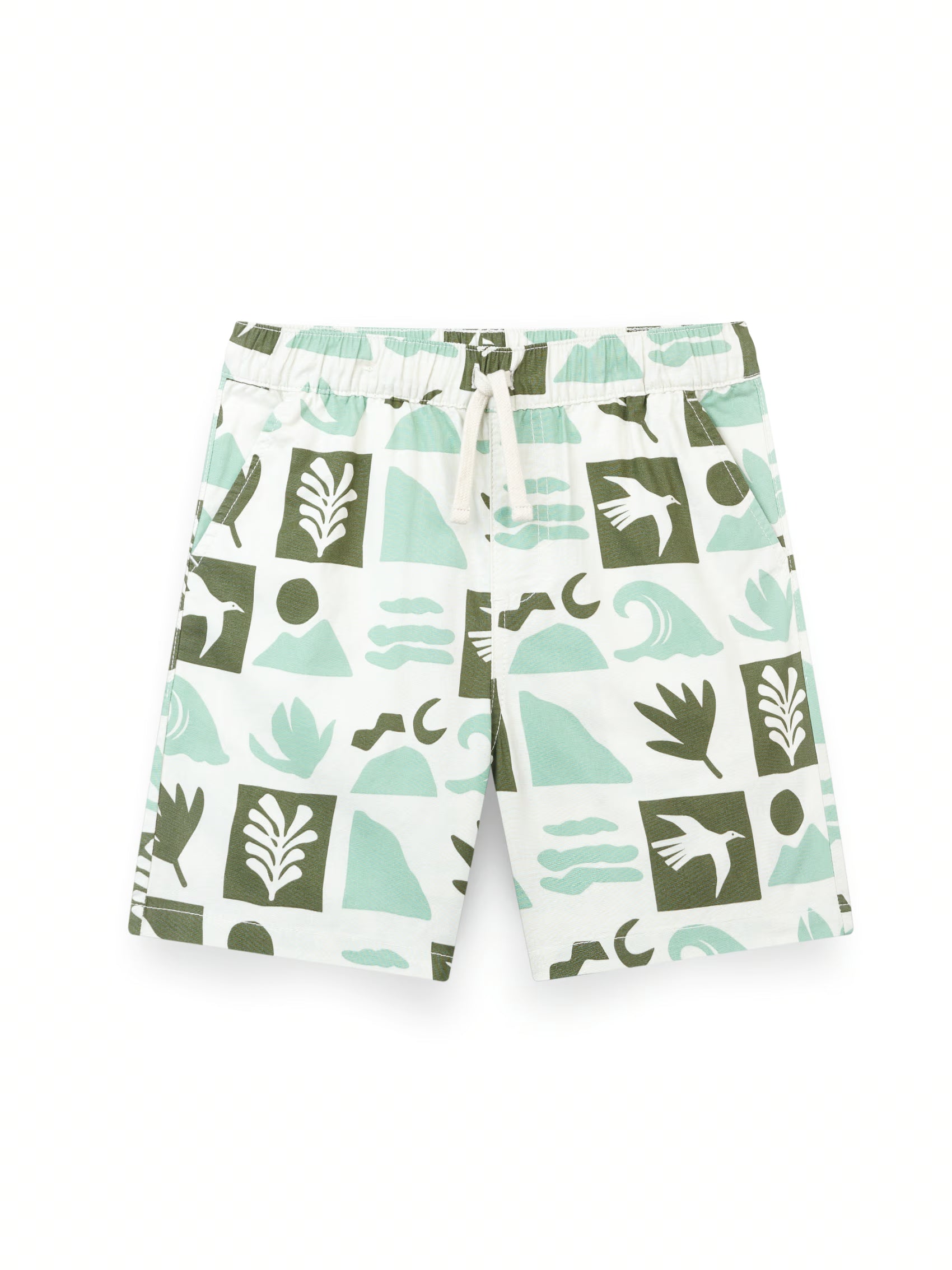 AIIZ Boy's Printed Shorts (Green / 4-5Y)