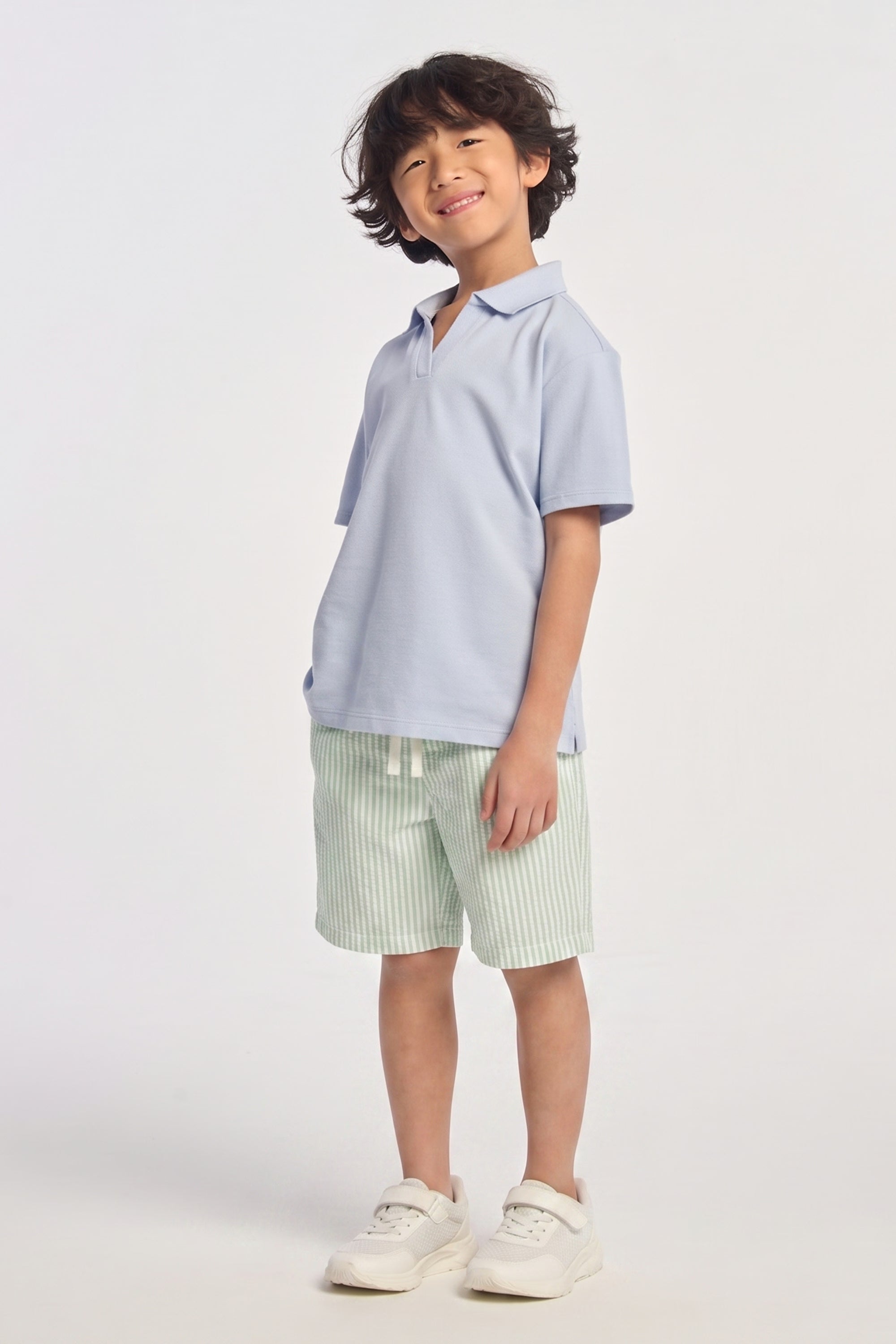 AIIZ Boy’s Striped Shorts (Light Green / 4-5Y)