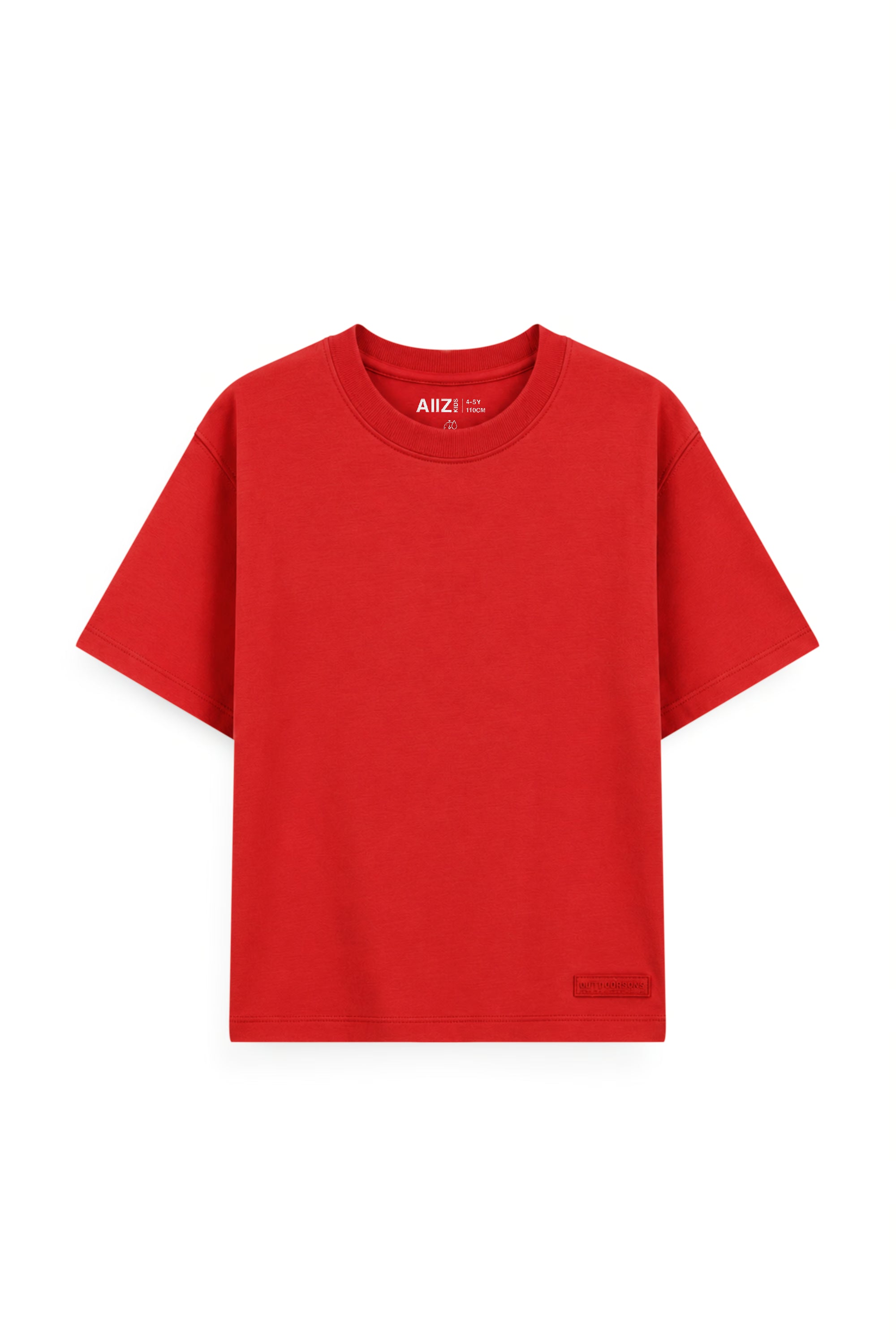 AIIZ Boy's Short Sleeve T-Shirt Cotton Blend (Red / 4-5Y)