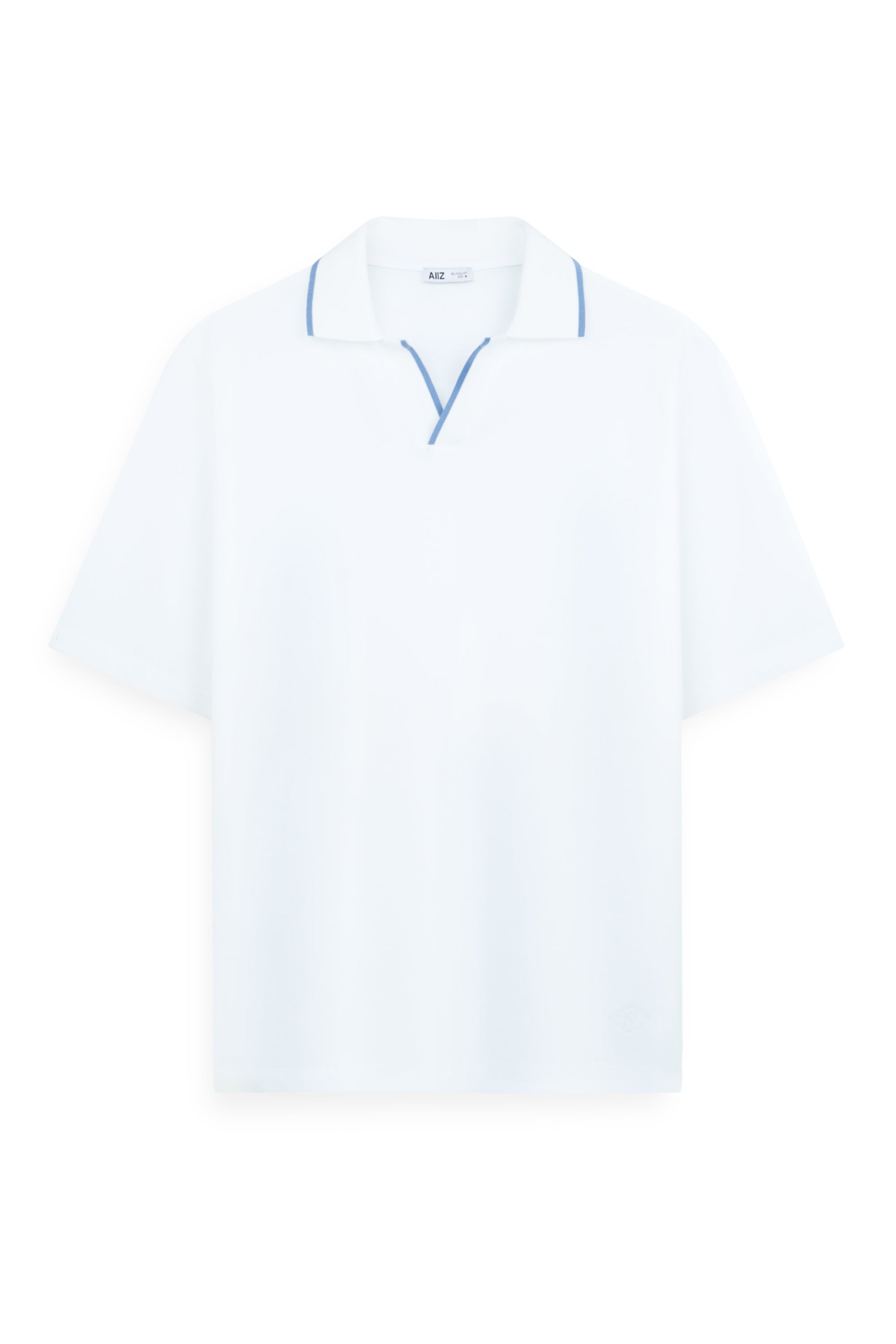 AIIZ Men’s Tipping Open Collar Polo Shirt (White / S)