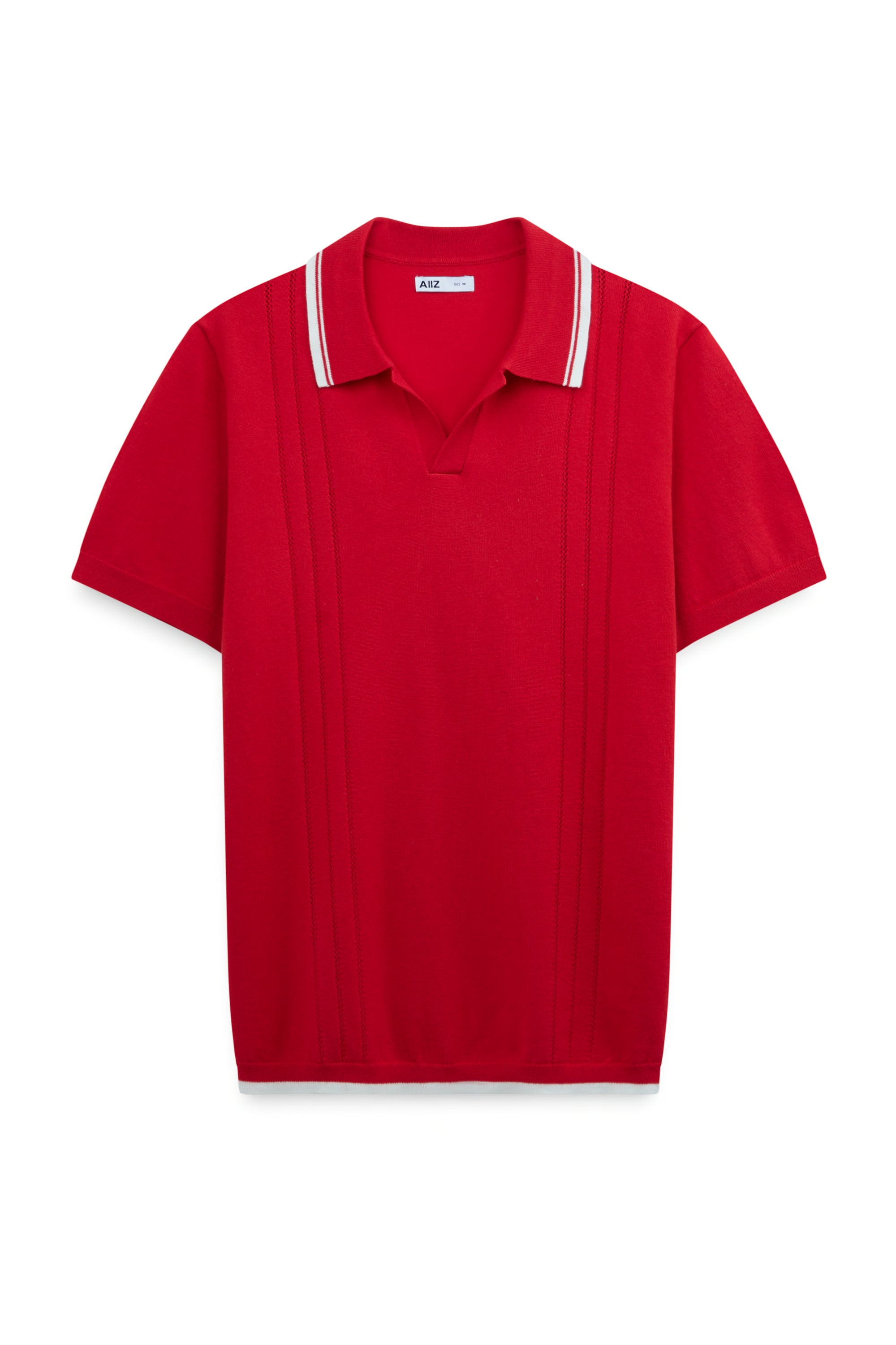 AIIZ Men's Short Sleeve Knitted Polo with Tipping