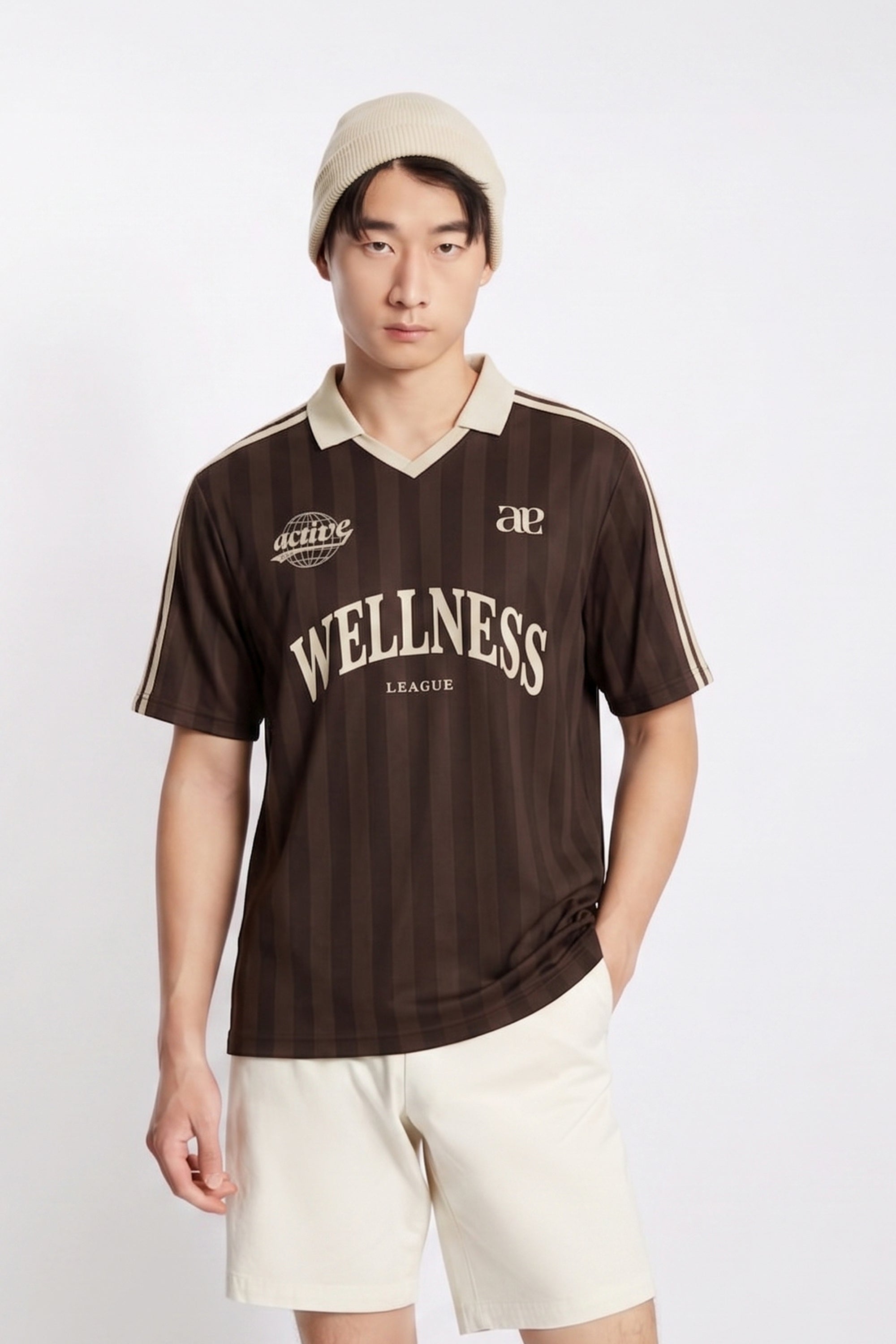 AIIZ Men's The Blokecore Edit Pinstripe Polo Shirt