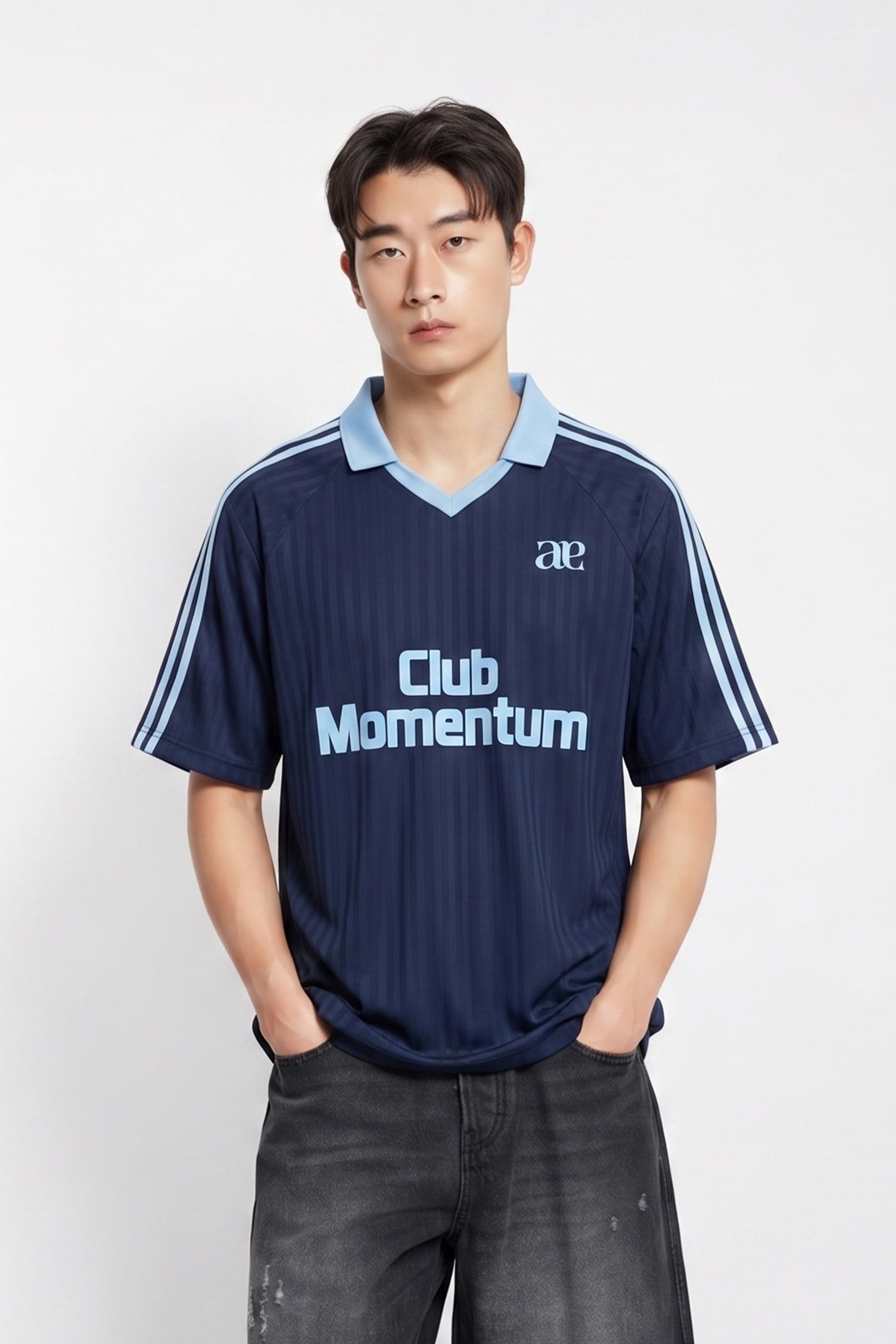 AIIZ Men's The Blokecore Edit Pinstripe Polo Shirt