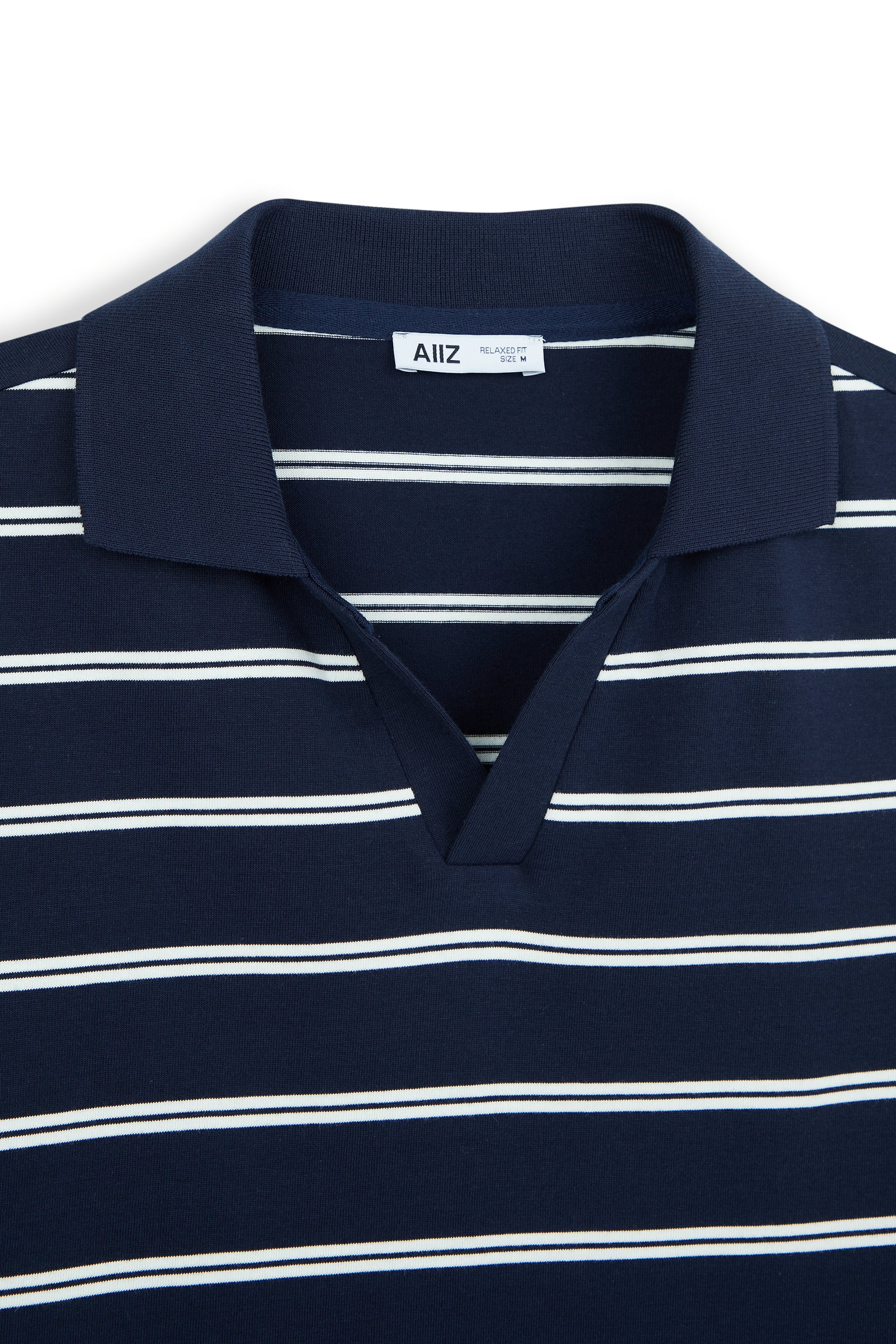 AIIZ Men’s Striped Open Collar Polo Shirt