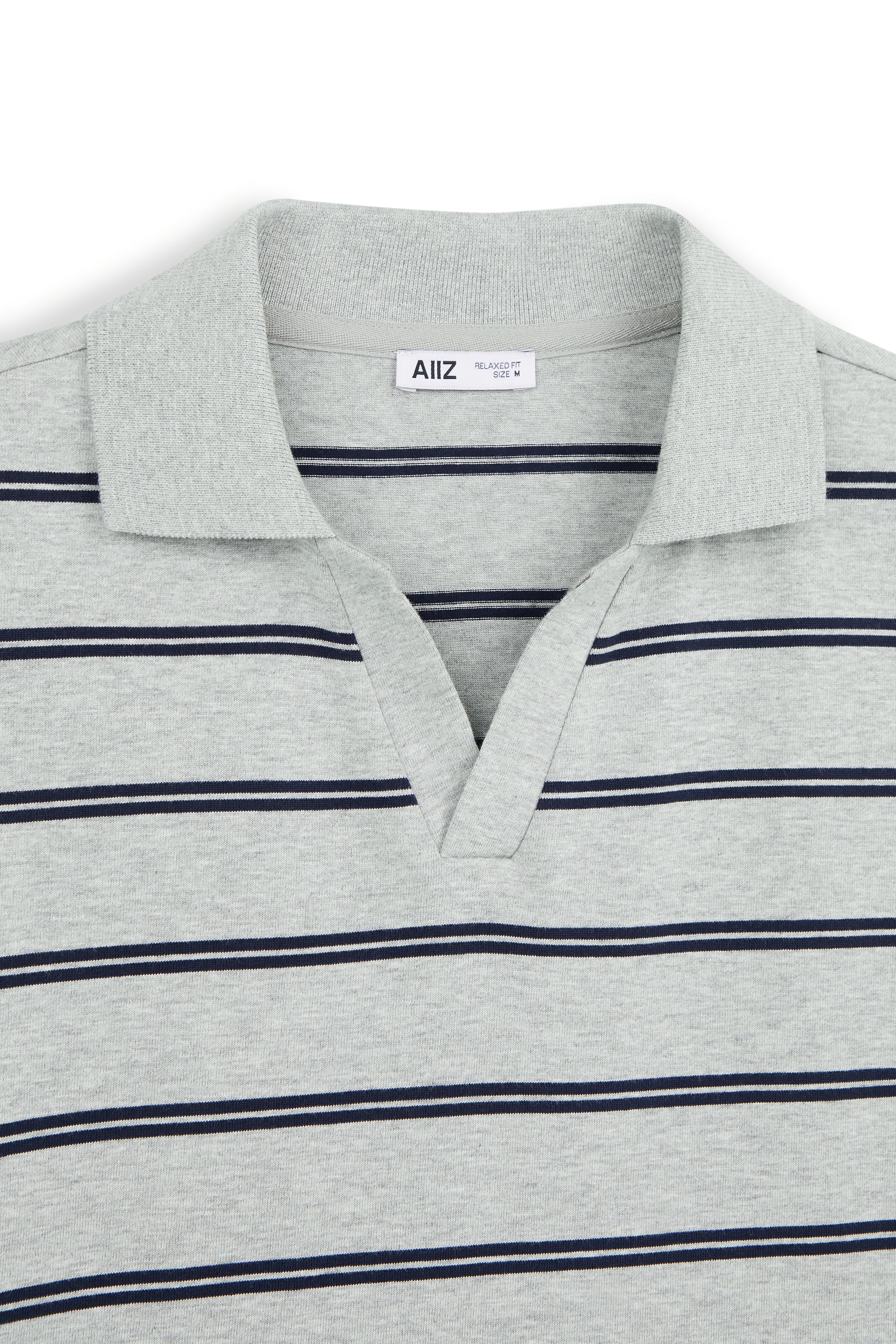 AIIZ Men’s Striped Open Collar Polo Shirt