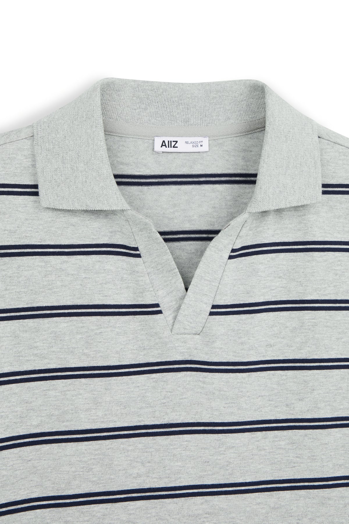 AIIZ Men’s Striped Open Collar Polo Shirt