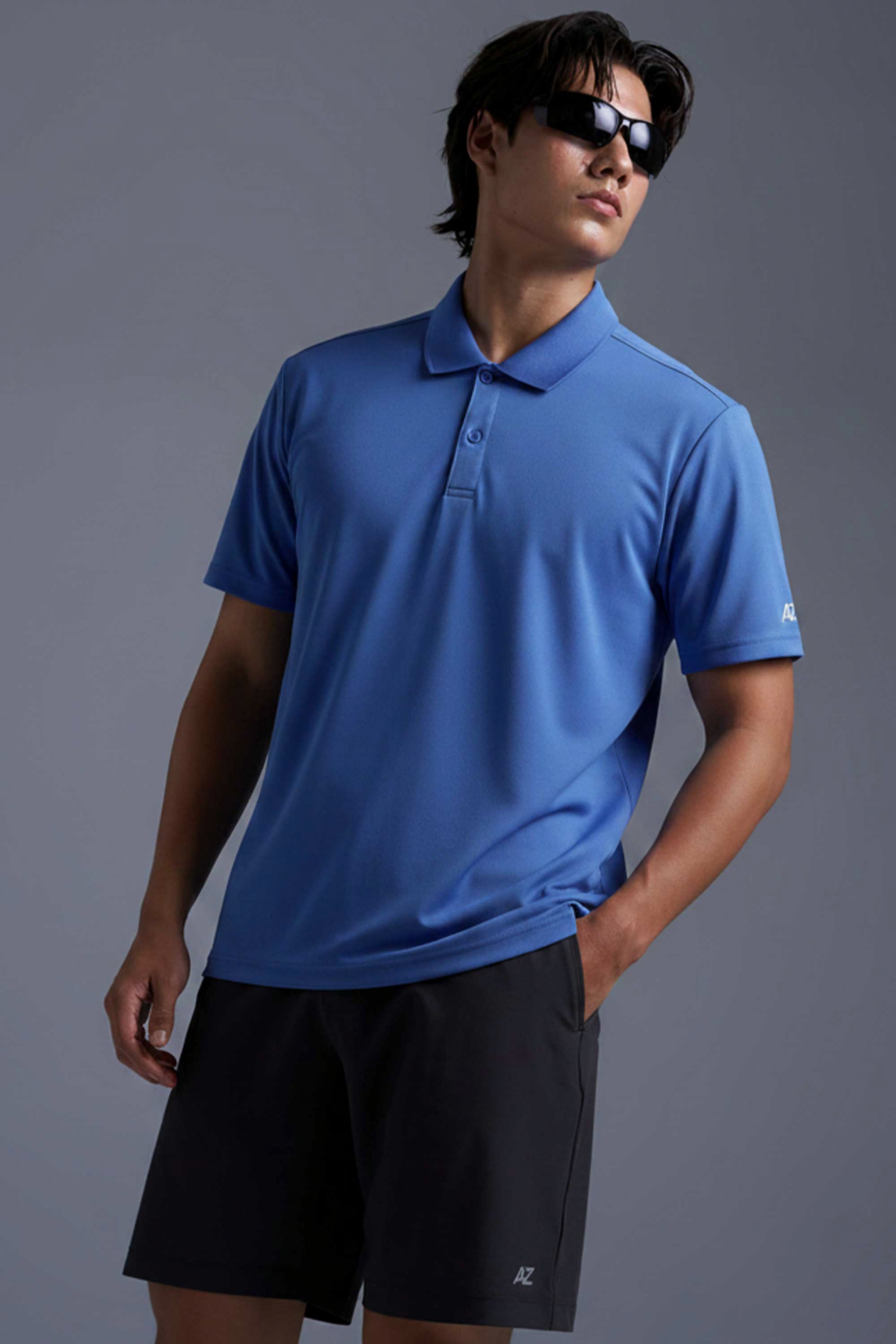 AIIZ Men's Quick Dry Active Polo Shirt (Blue / S)
