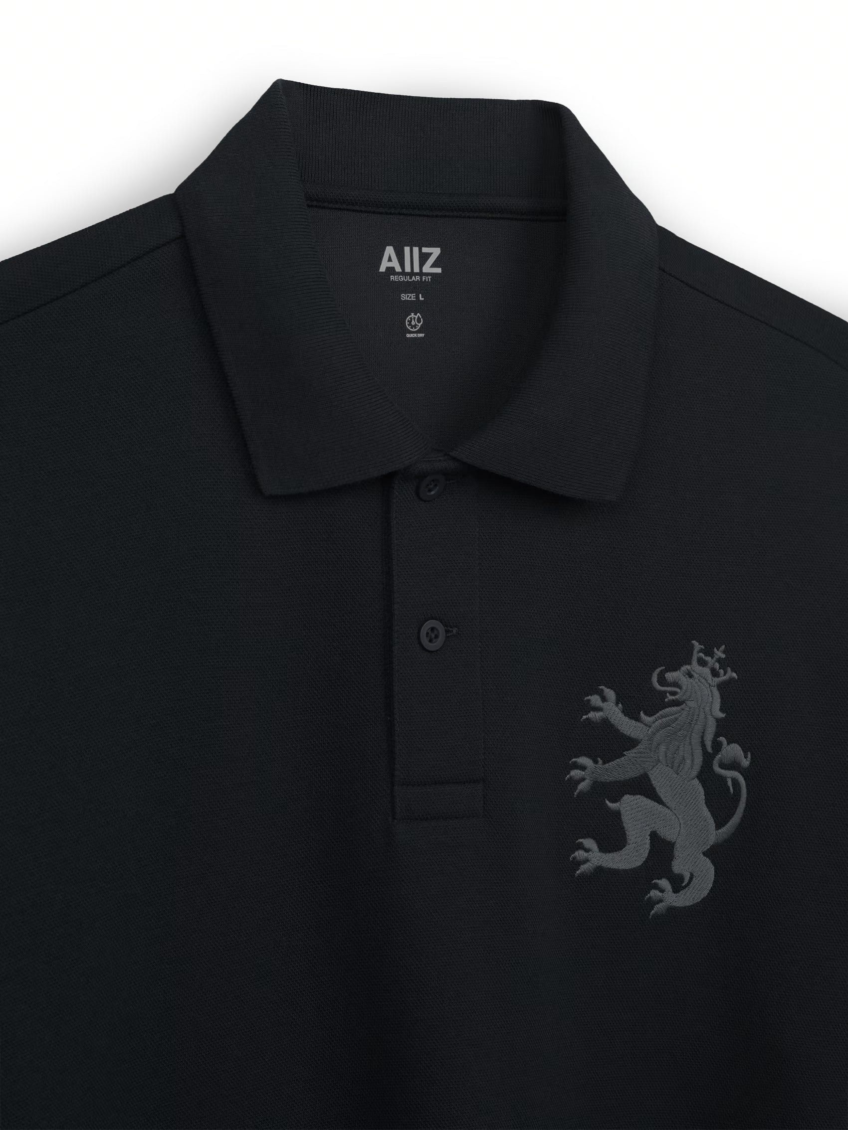 AIIZ Men's Big Lion Pique Polo Shirt
