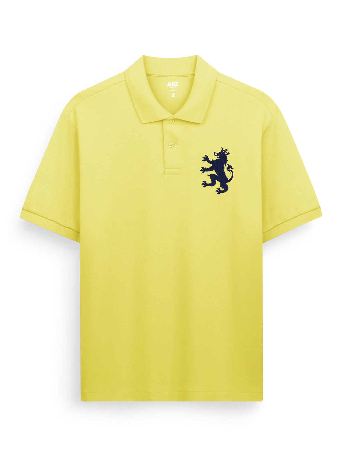 AIIZ Men's Big Lion Pique Polo Shirt (Light Yellow / S)