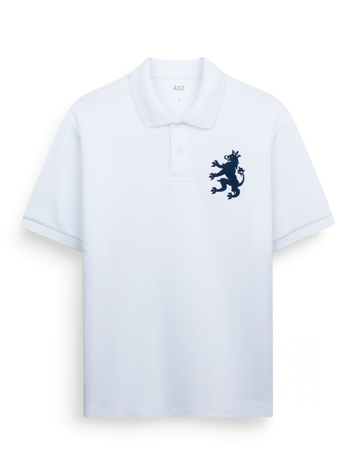 AIIZ Men's Big Lion Pique Polo Shirt (White / S)