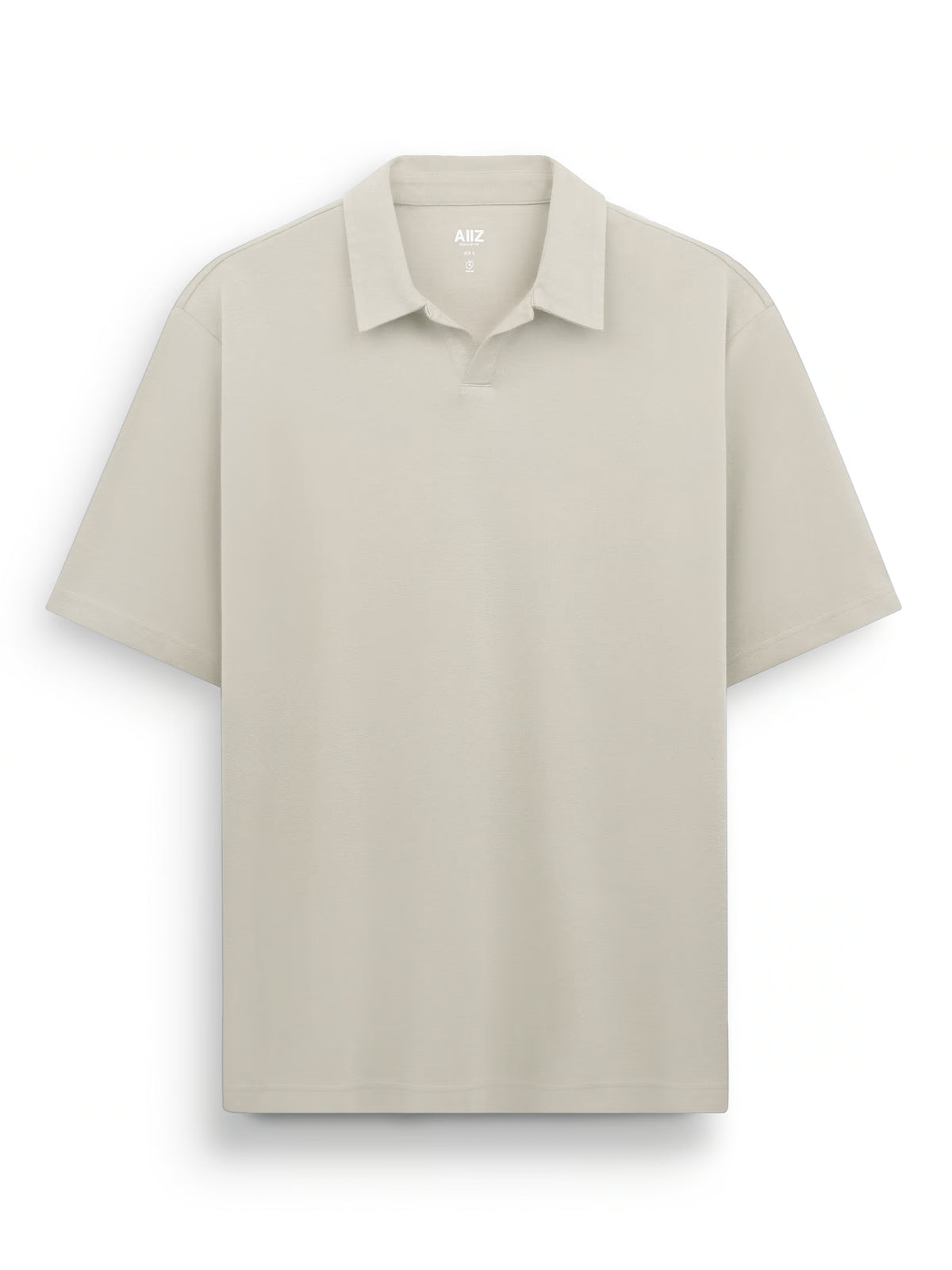 AIIZ Men’s Open Collar Polo Shirt (Beige / S)