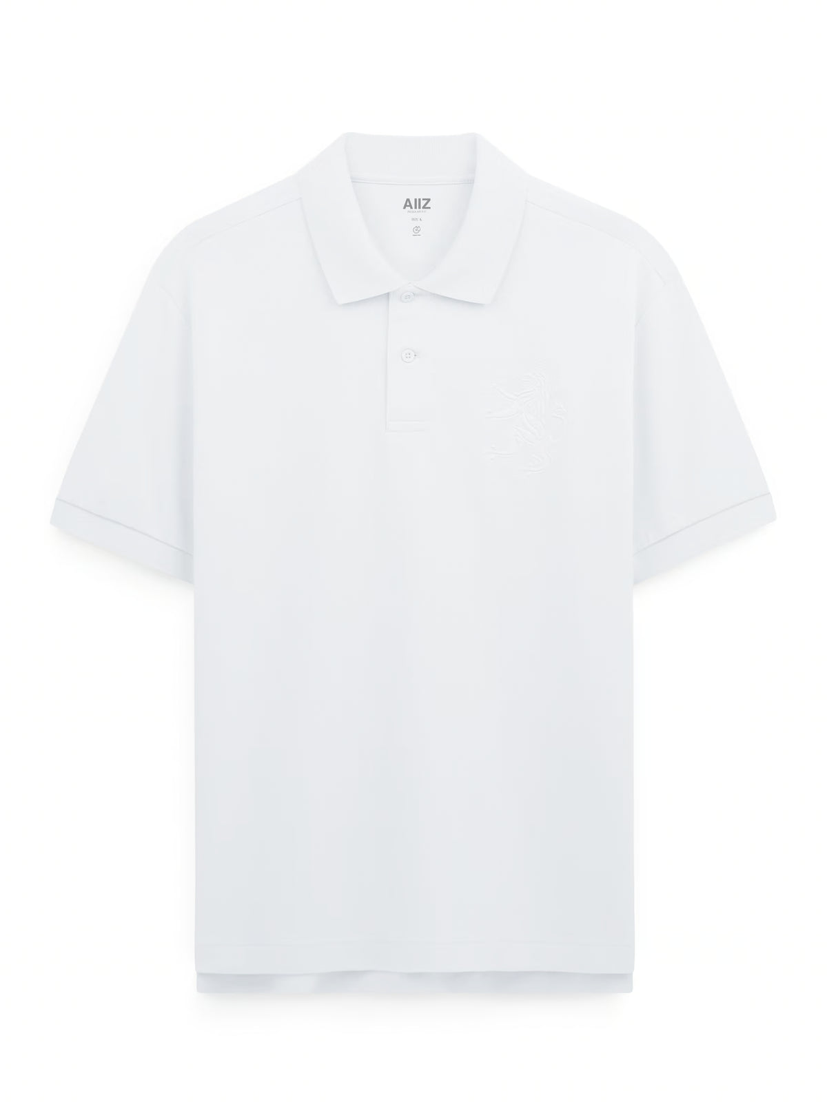AIIZ Men's Big Lion Pique Polo Shirt (White / S)