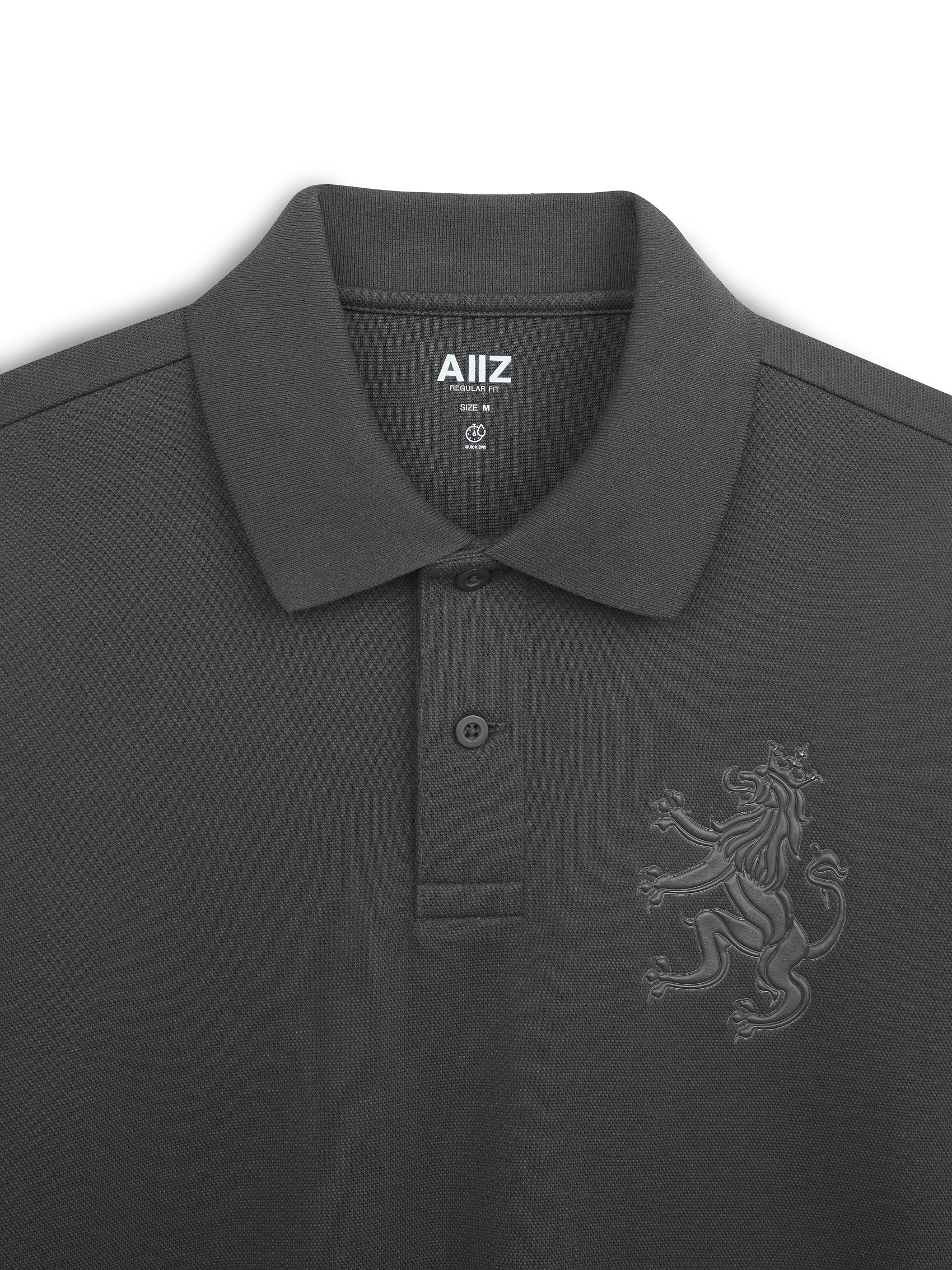 AIIZ Men's Big Lion Pique Polo Shirt