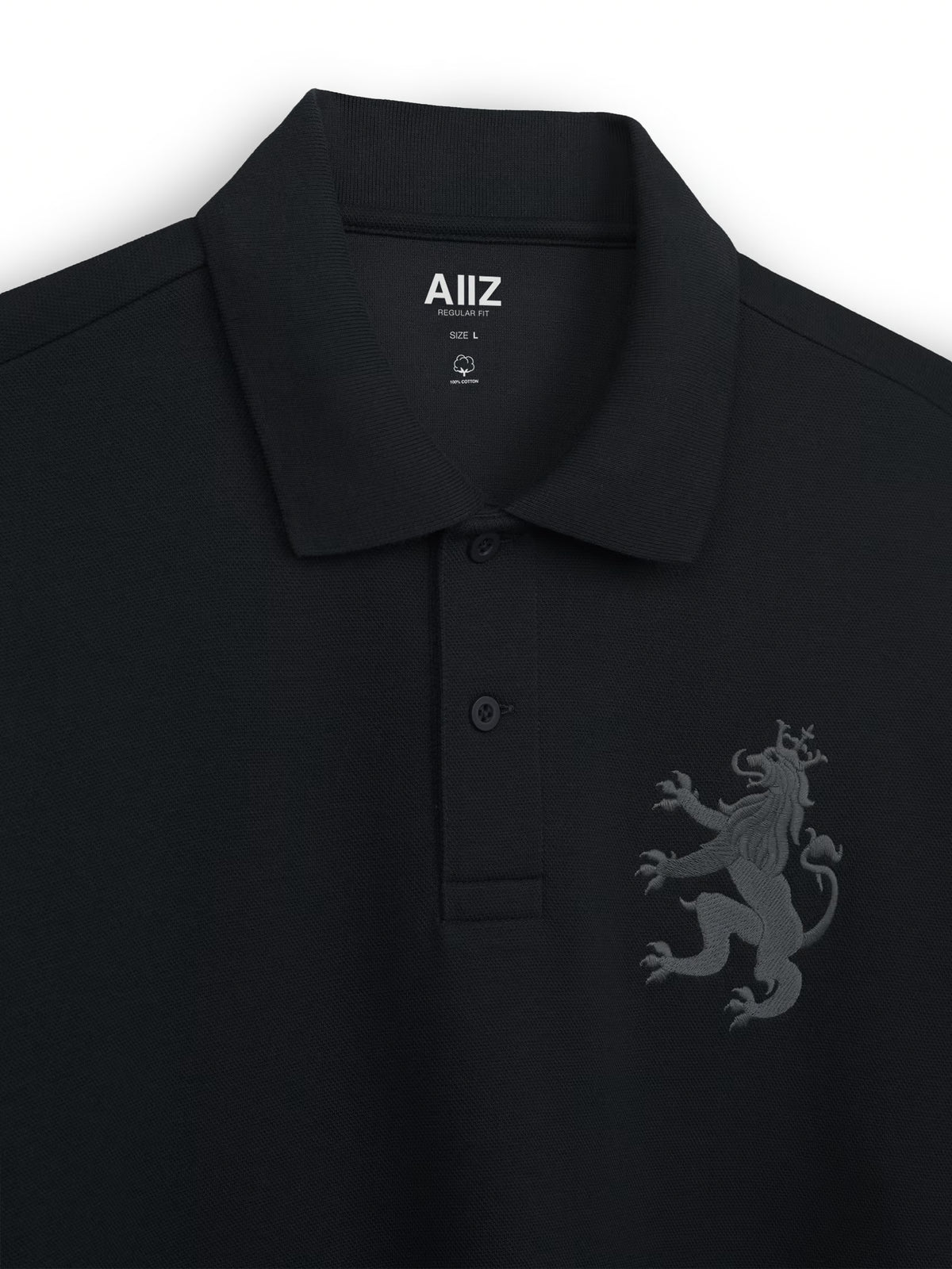 AIIZ Men's Big Lion Pique Polo Shirt