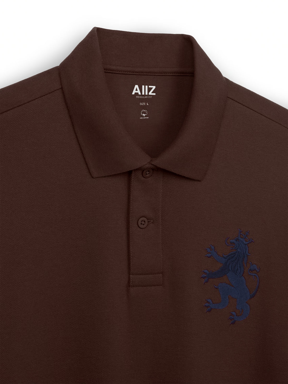 AIIZ Men's Big Lion Pique Polo Shirt