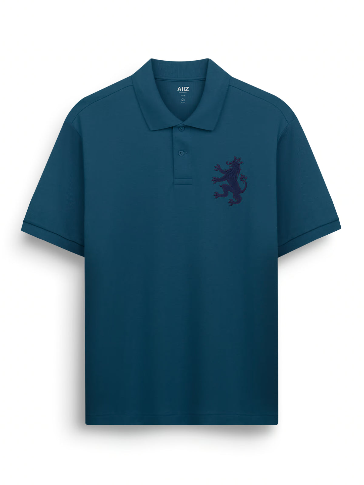 AIIZ Men's Big Lion Pique Polo Shirt