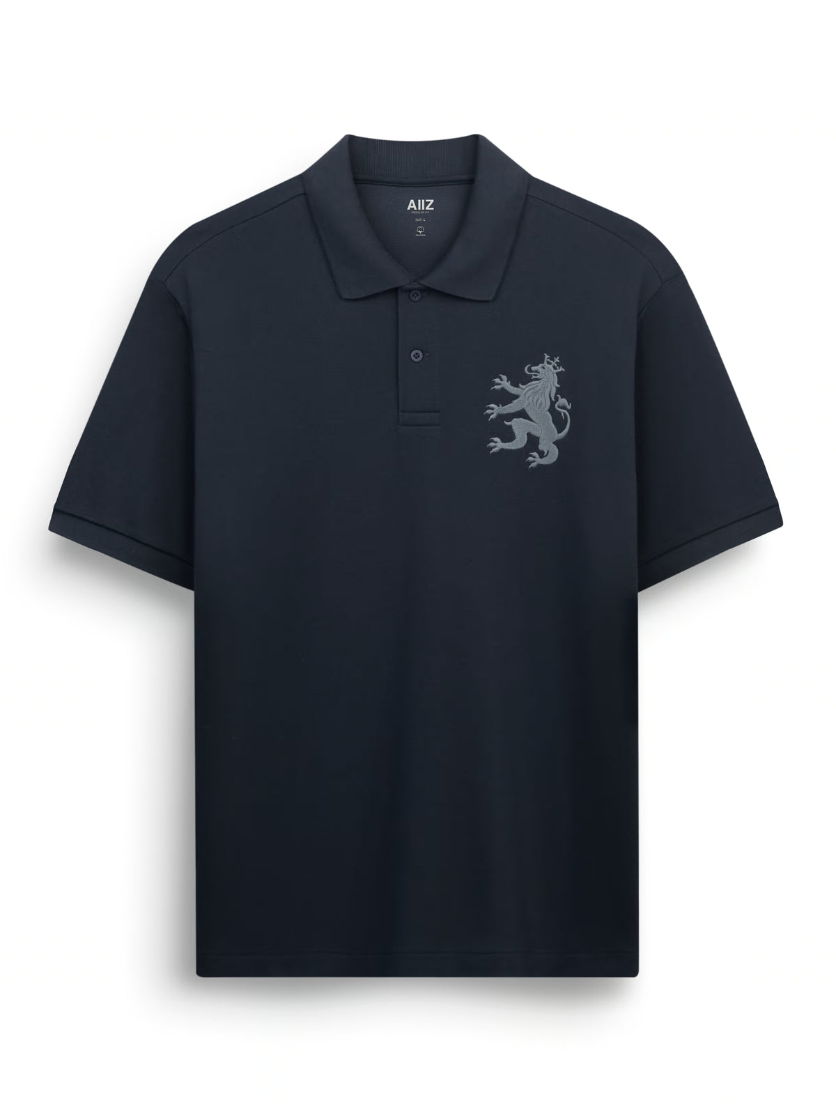AIIZ Men's Big Lion Pique Polo Shirt