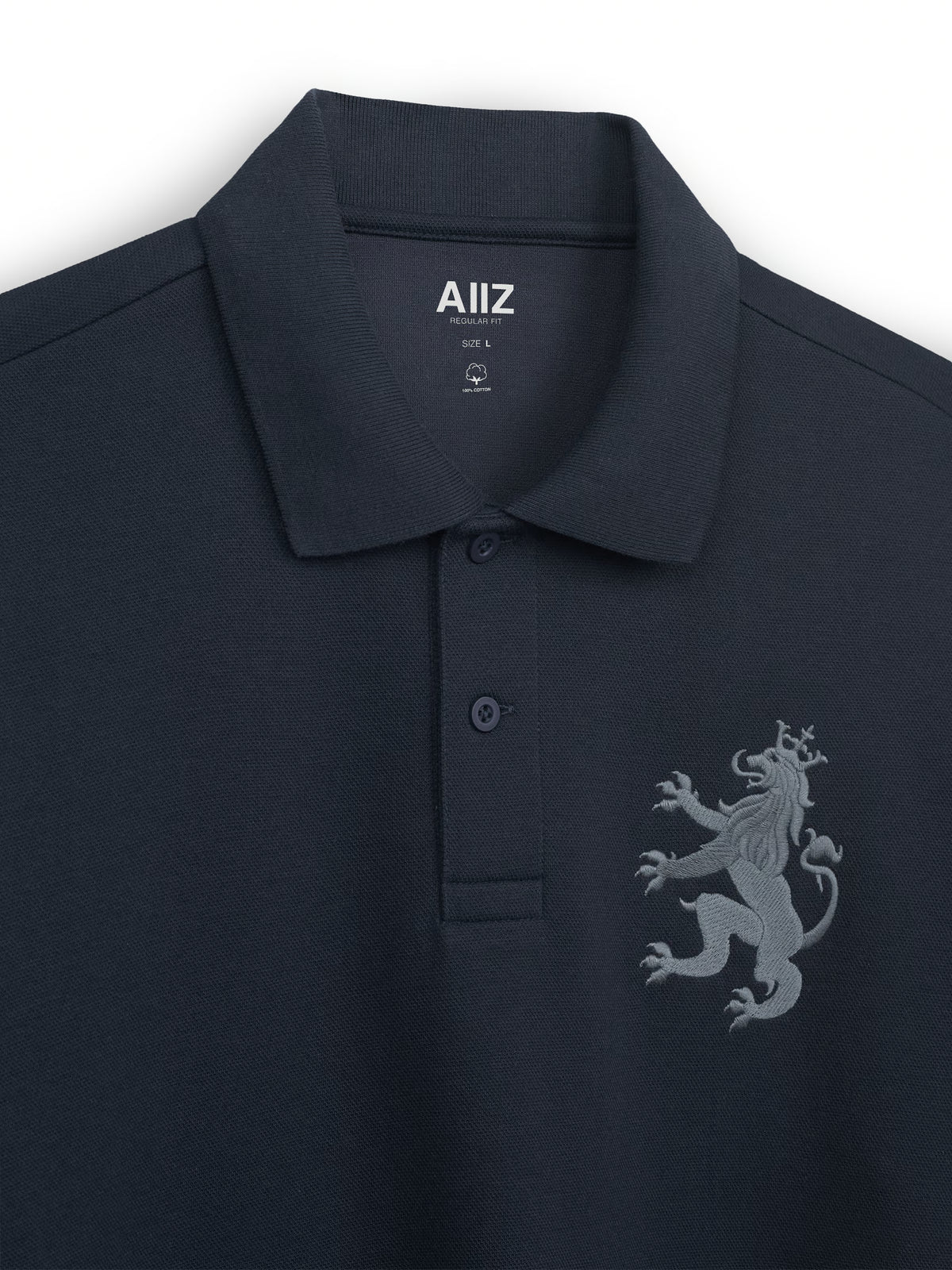 AIIZ Men's Big Lion Pique Polo Shirt