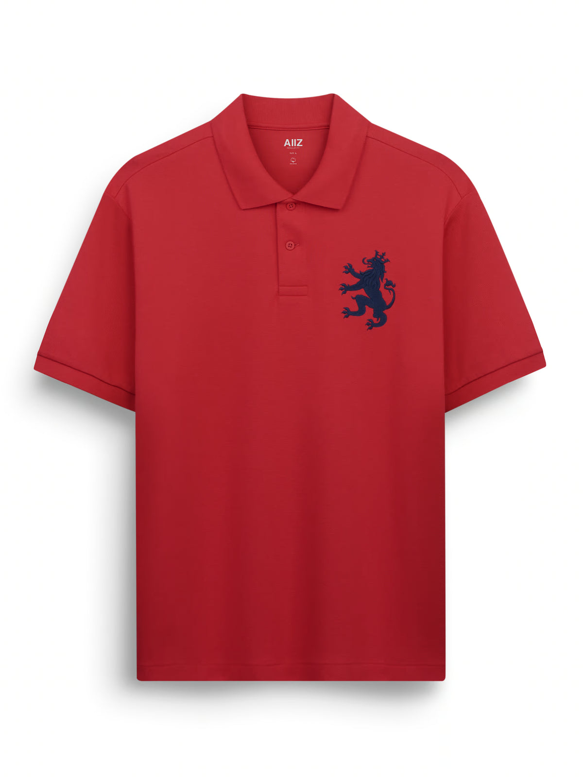 AIIZ Men's Big Lion Pique Polo Shirt