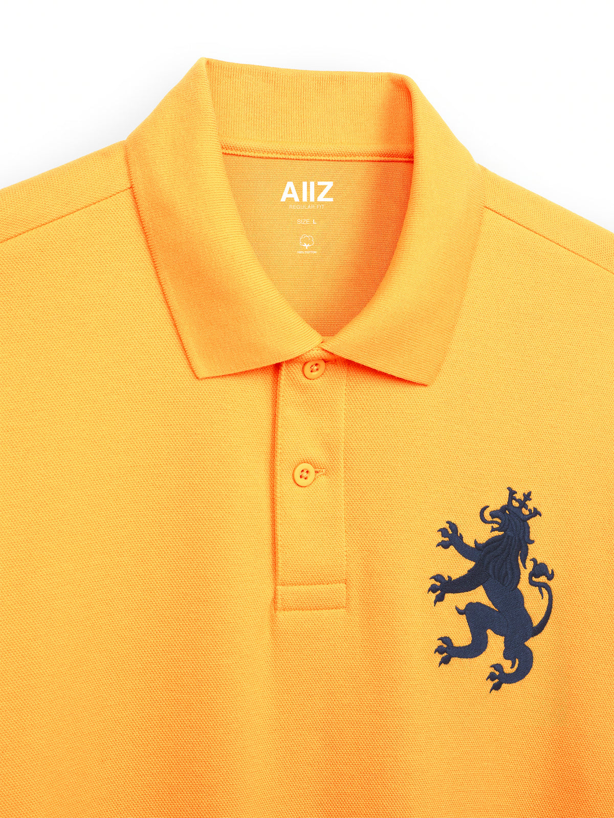 AIIZ Men's Big Lion Pique Polo Shirt