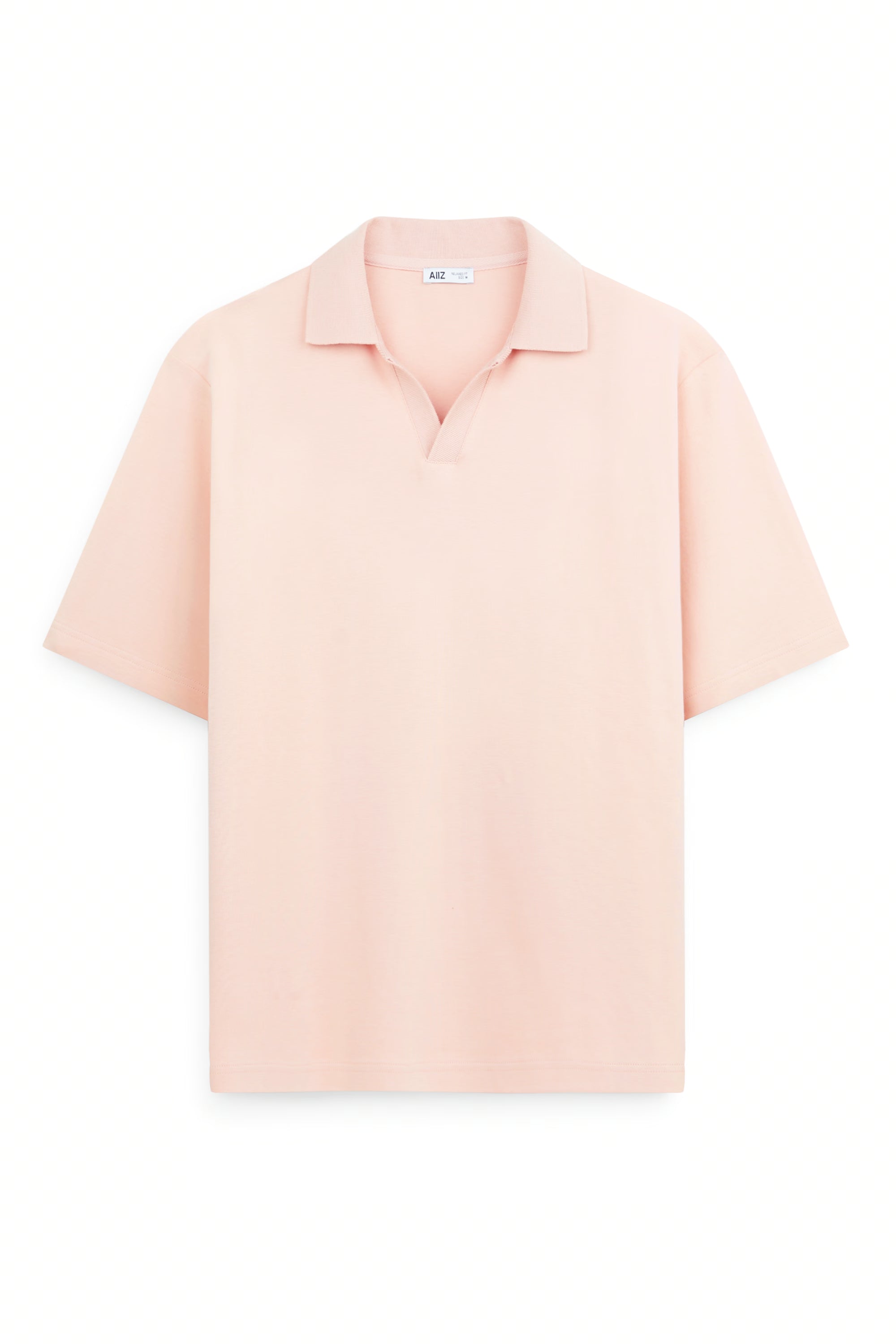 AIIZ Men's Open Collar Polo Shirt (Light Pink / S)