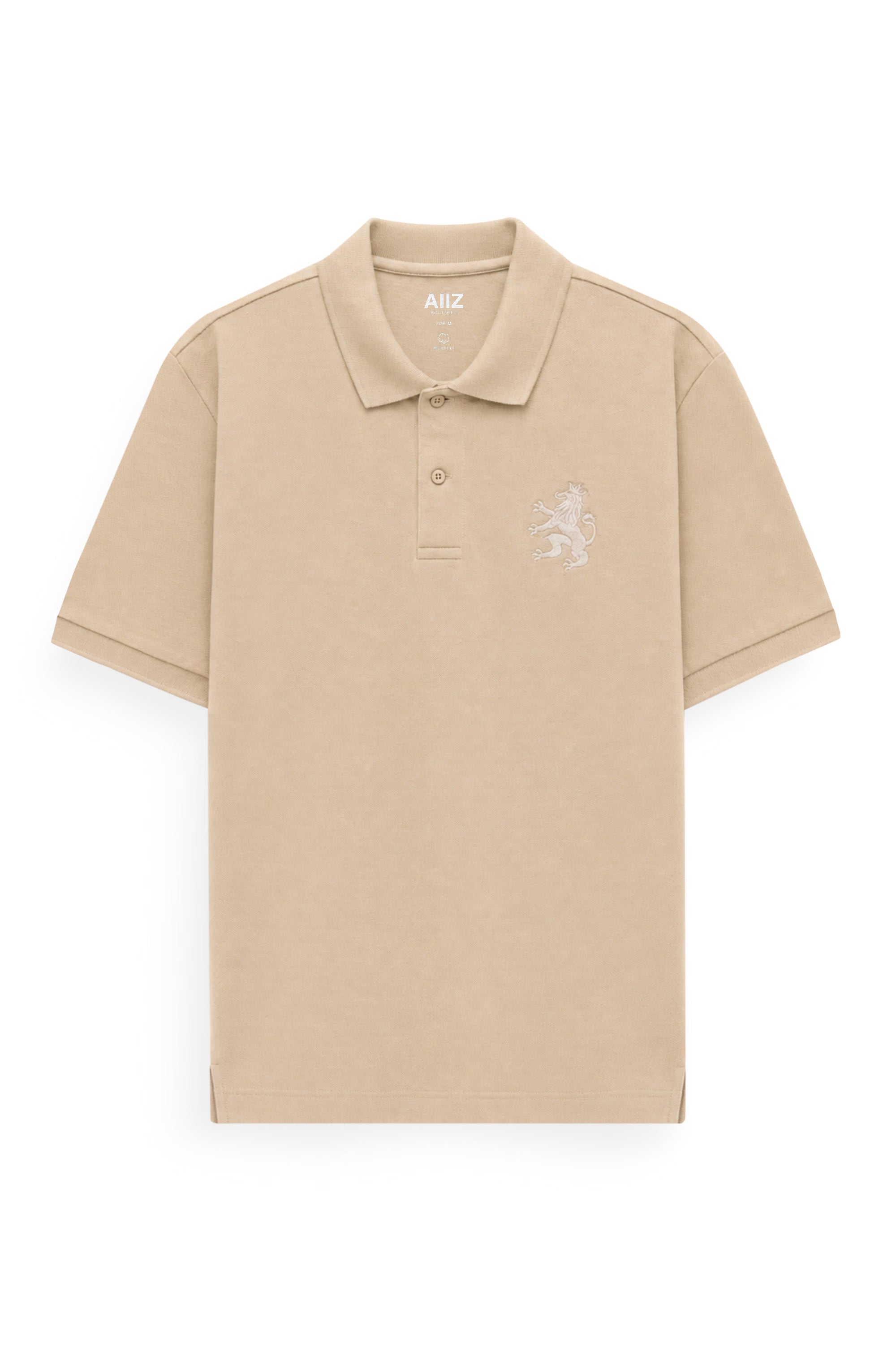 AIIZ Men's Lion Pique Polo Shirt (Khaki / S)