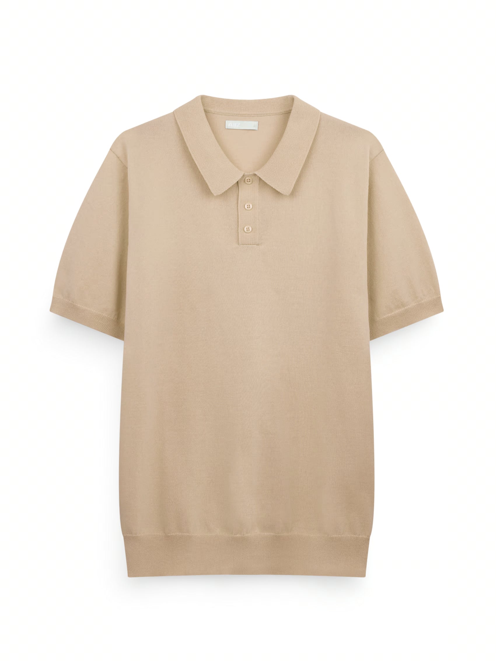 AIIZ Men's Lightweight Flatknit Polo Shirt (Khaki / S)