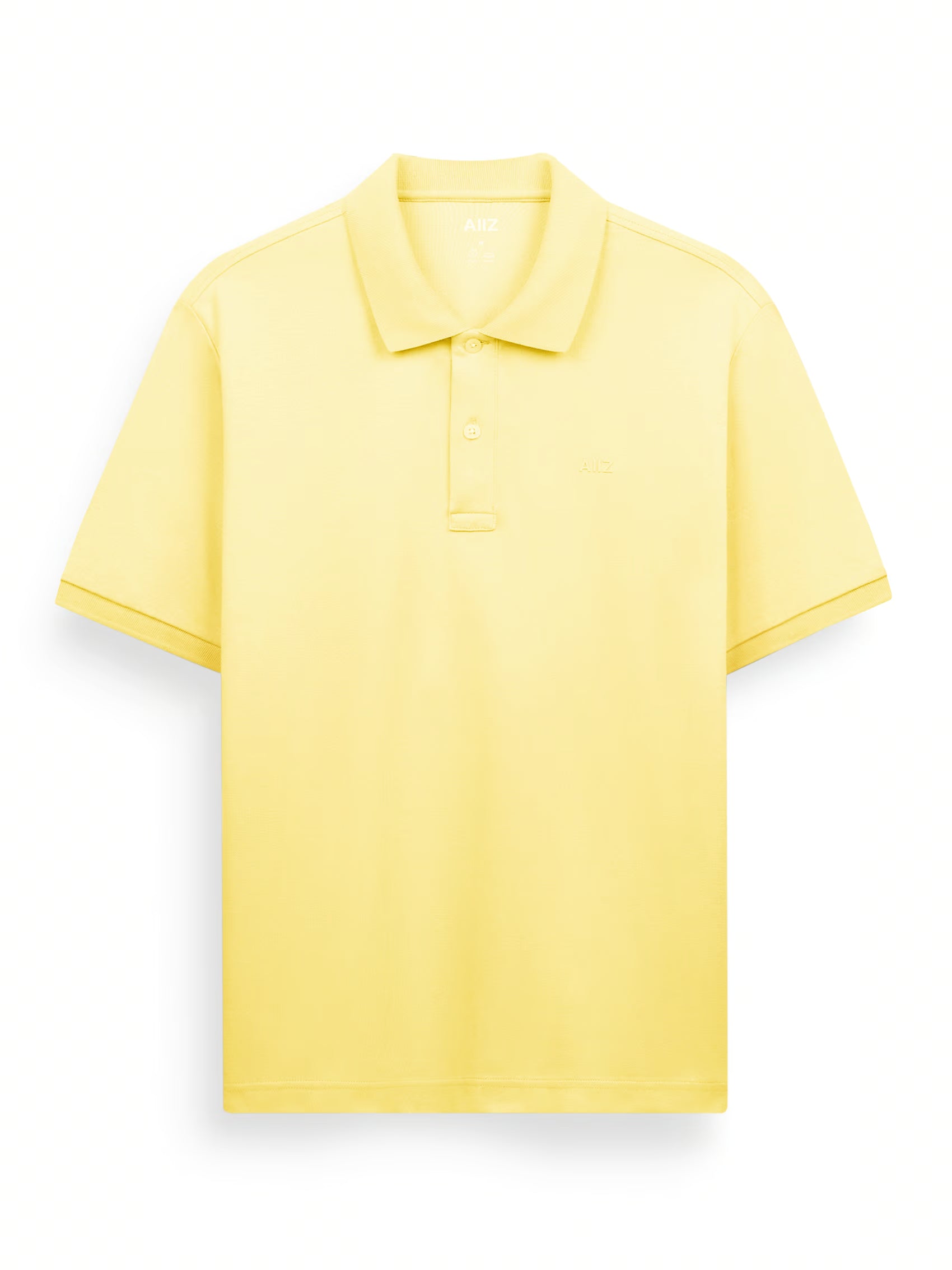 Men’s Cotton Polyester AIIZ Logo Polo Shirt (Light Yellow / S)