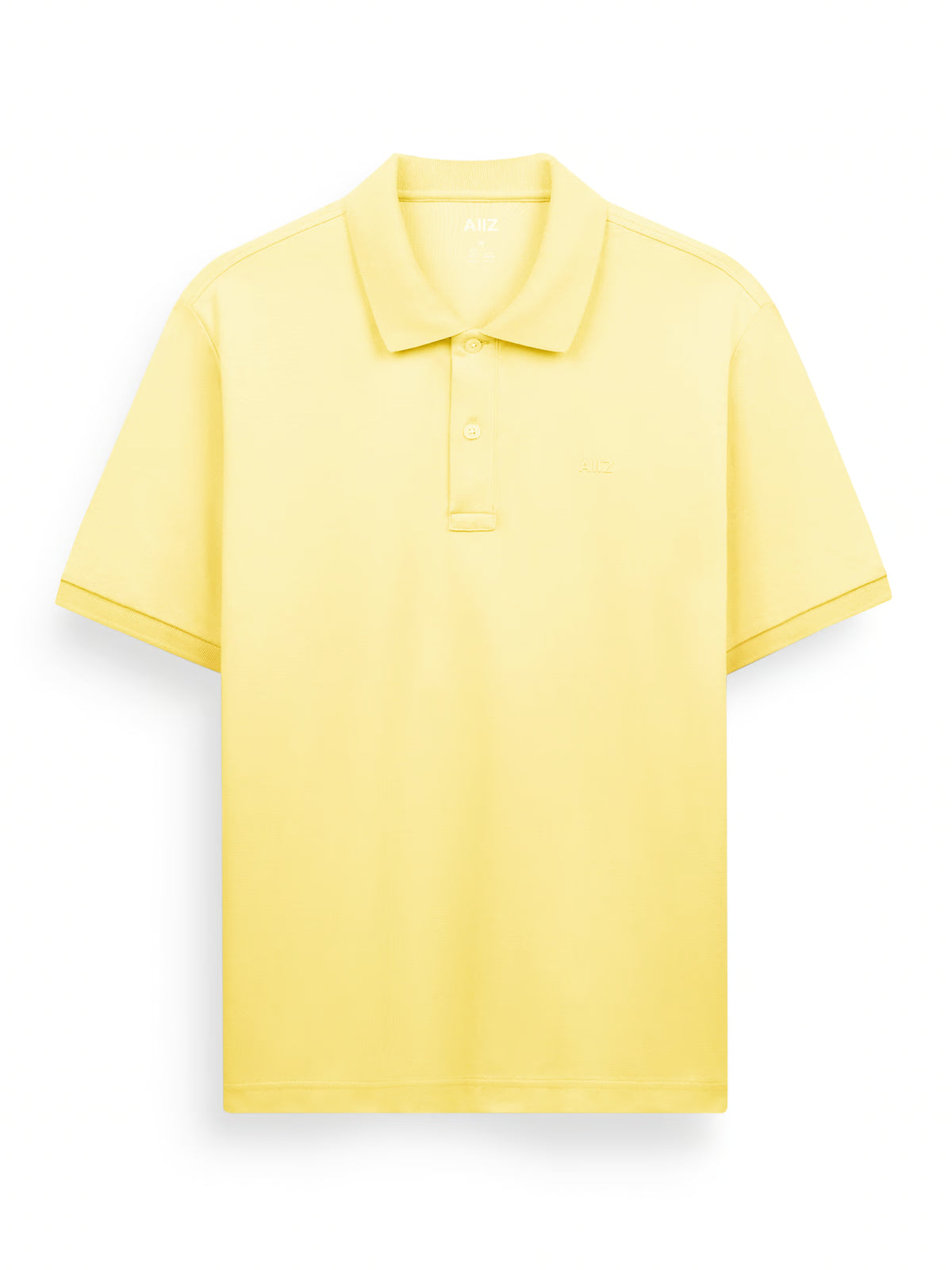Men’s Cotton Polyester AIIZ Logo Polo Shirt (Light Yellow / S)