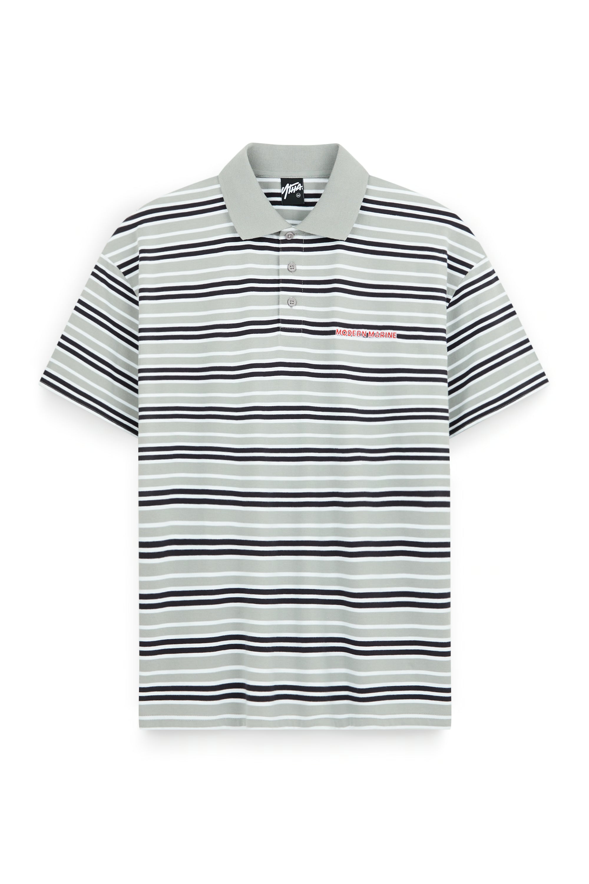AIIZ Men's Fishing Society Club Striped Polo Shirt (Grey / S)