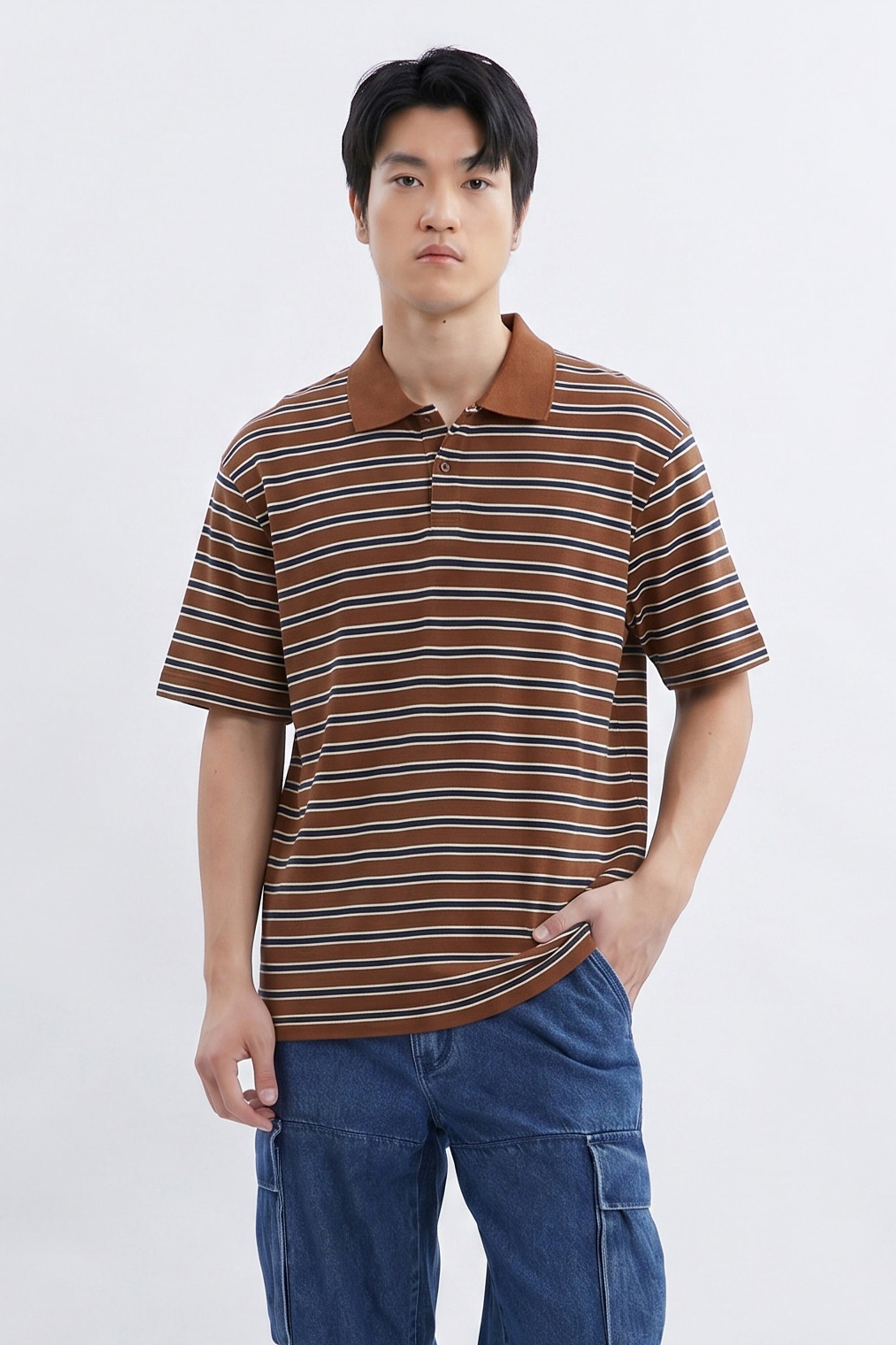 AIIZ Men's Striped Polo Shirt