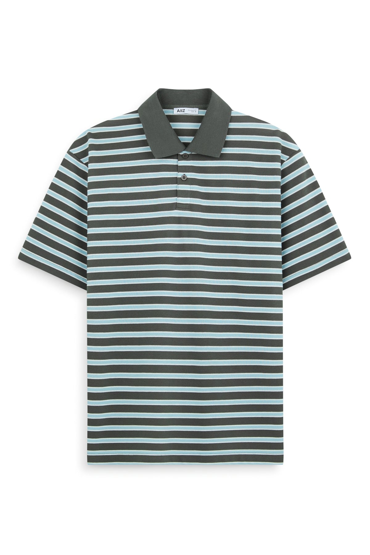 AIIZ Men's Striped Polo Shirt (Dark Green / S)